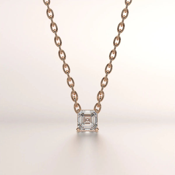 pendant solitaire diamond rose gold 18k front