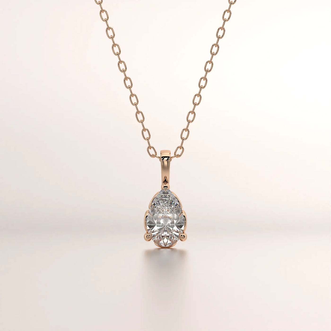 pendant solitaire diamond rose gold 18k front