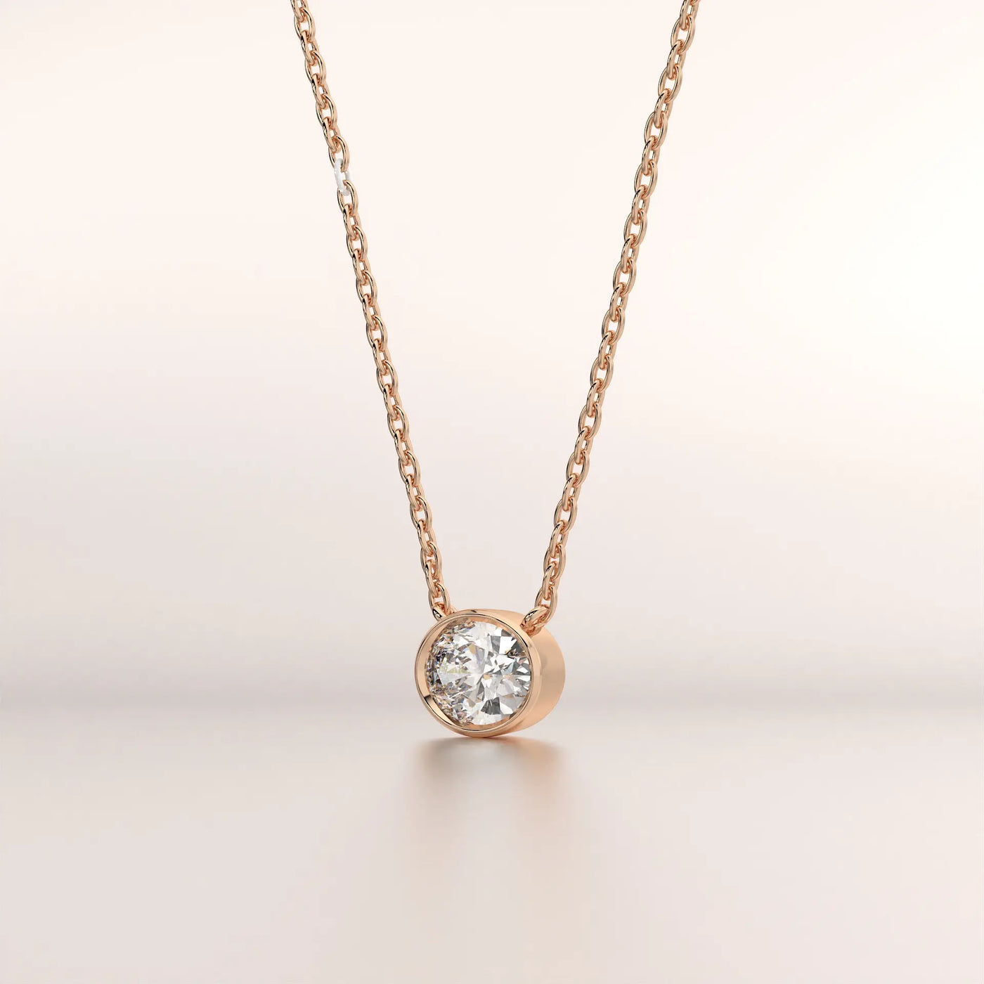 pendant solitaire diamond rose gold 18k front