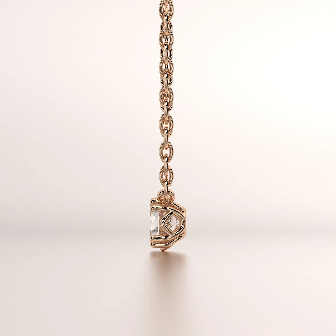 pendant solitaire diamond rose gold 18k side profile