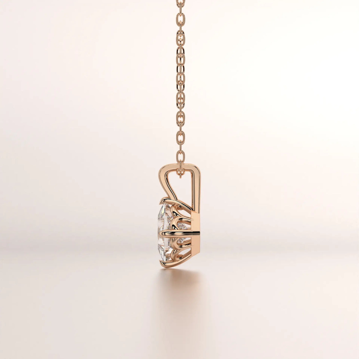 pendant solitaire diamond rose gold 18k side profile