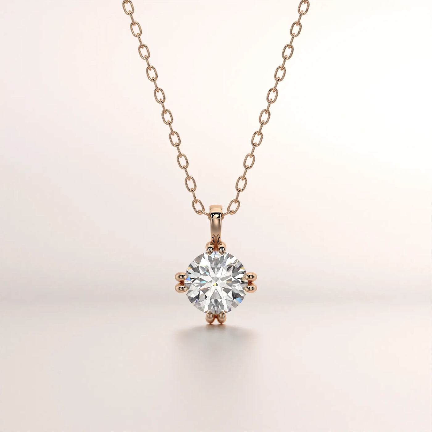 pendant solitaire diamond rose gold base front