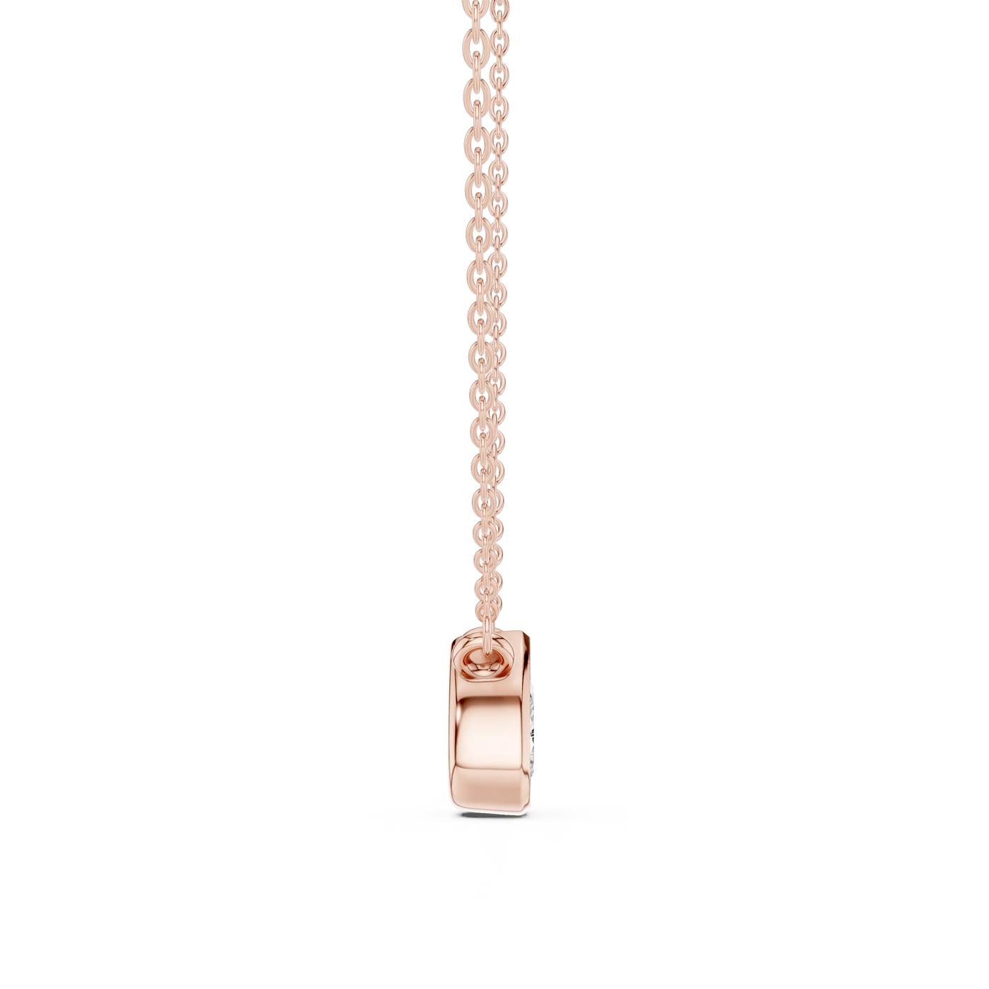 Front-view: Square Diamond Pendant with Prong Setting in 14k Rose Gold - Lab Grown - Driona Jewels