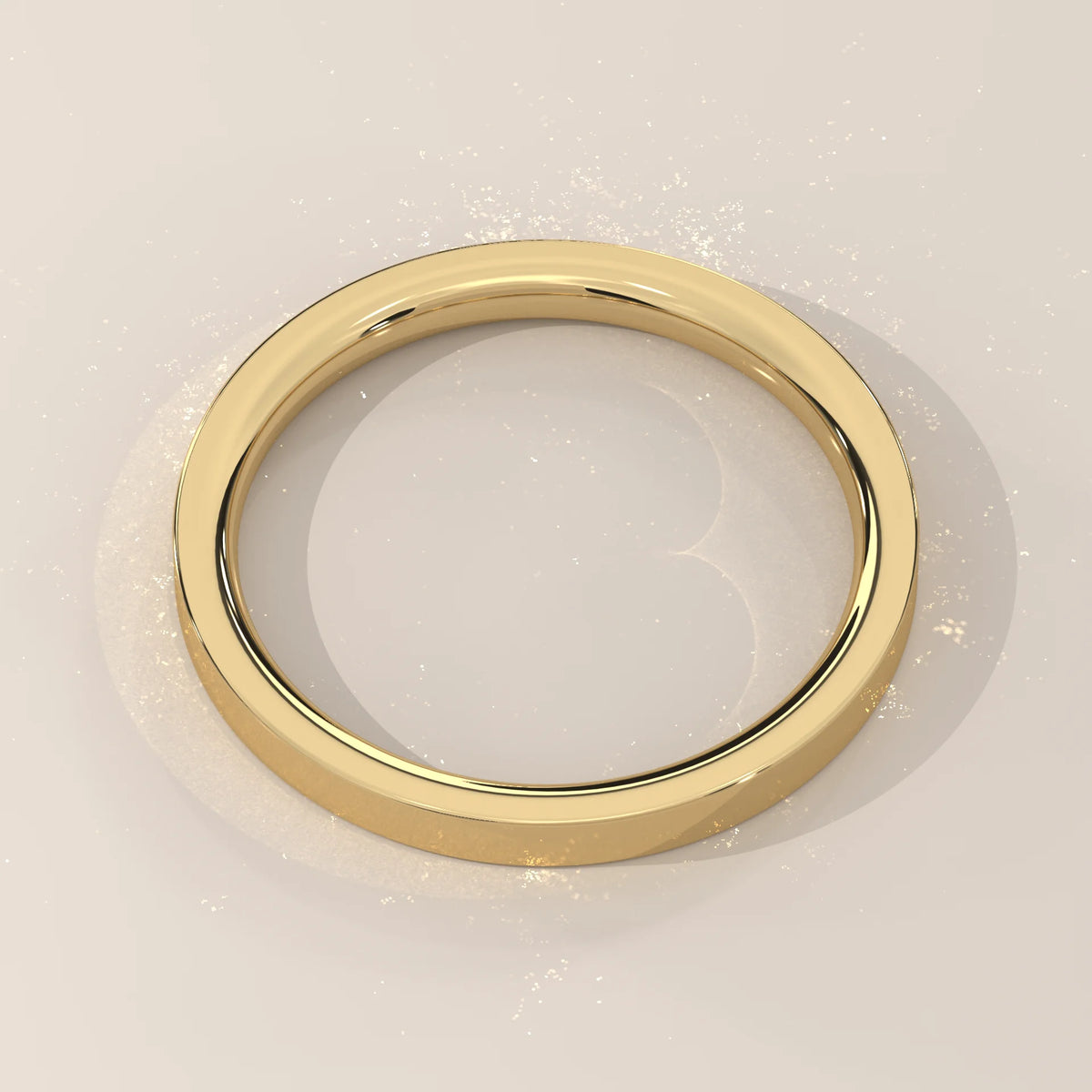 Plain Rounded Gold Wedding Band with a Soft Domed Profile, shown from the front.