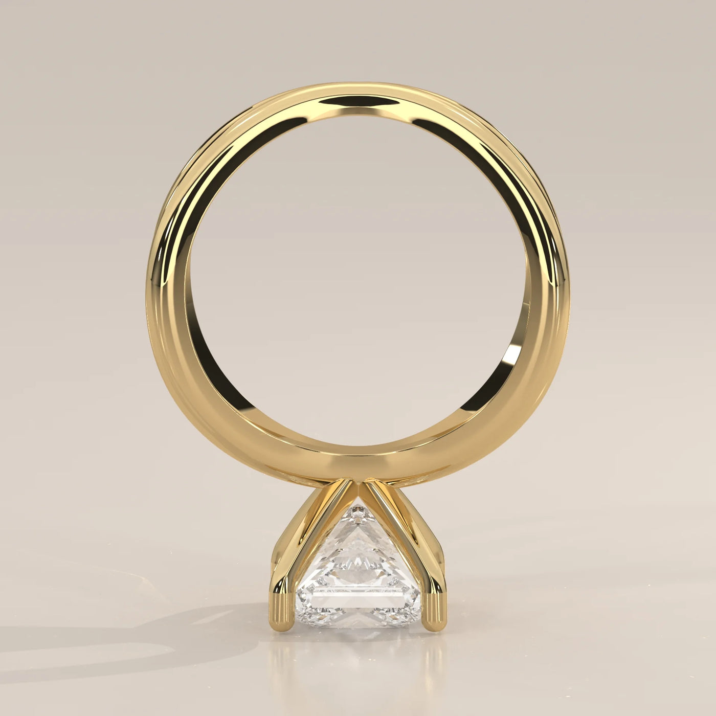 Front View: Princess Diamond Ring with Prong Setting in Yellow Gold – Lab Grown – Driona Jewels