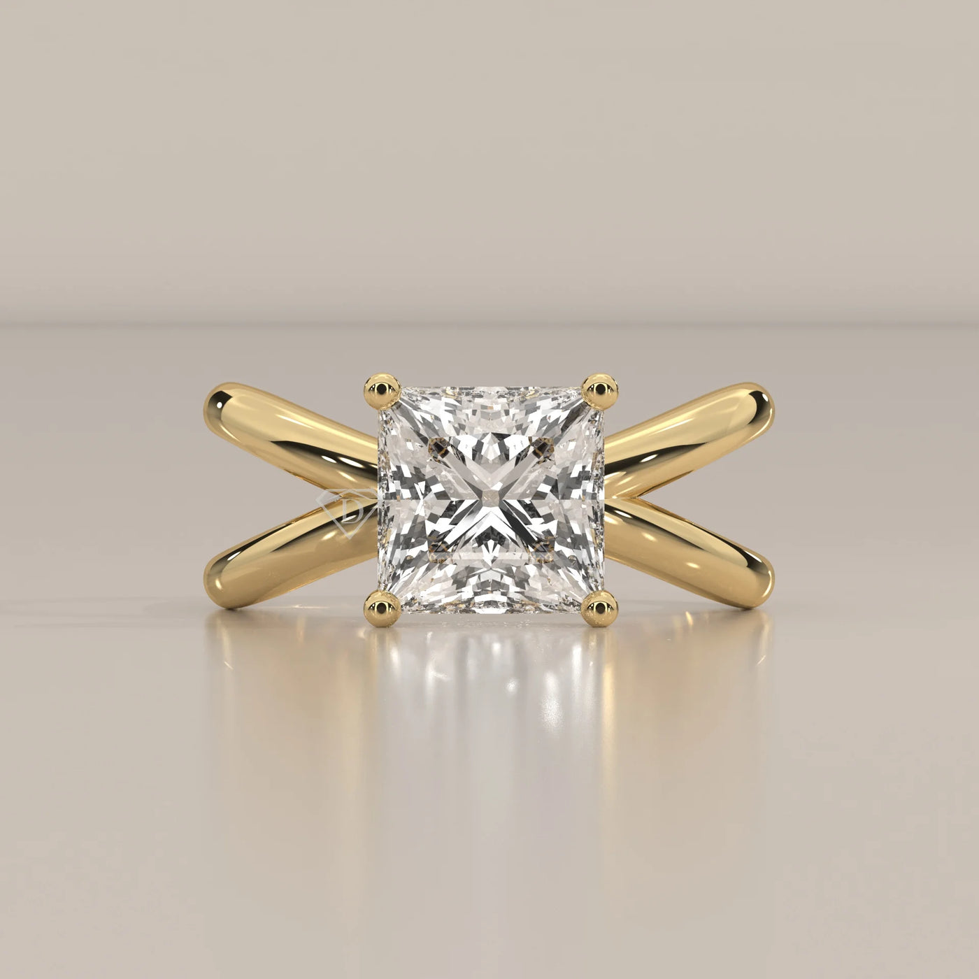 Side Profile: Princess Diamond Ring with Prong Setting in Yellow Gold – Lab Grown – Driona Jewels