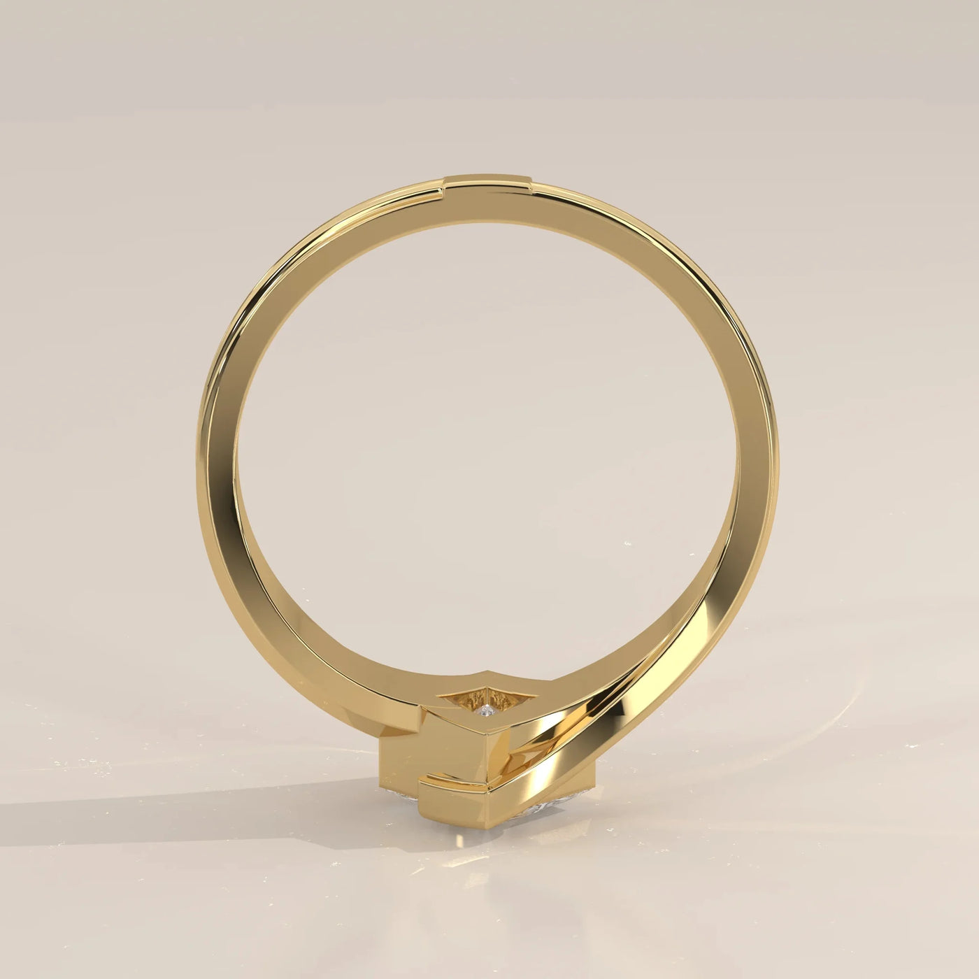 Side Profile: Princess Diamond Ring with Bypass Setting in Yellow Gold – Lab Grown – Driona Jewels