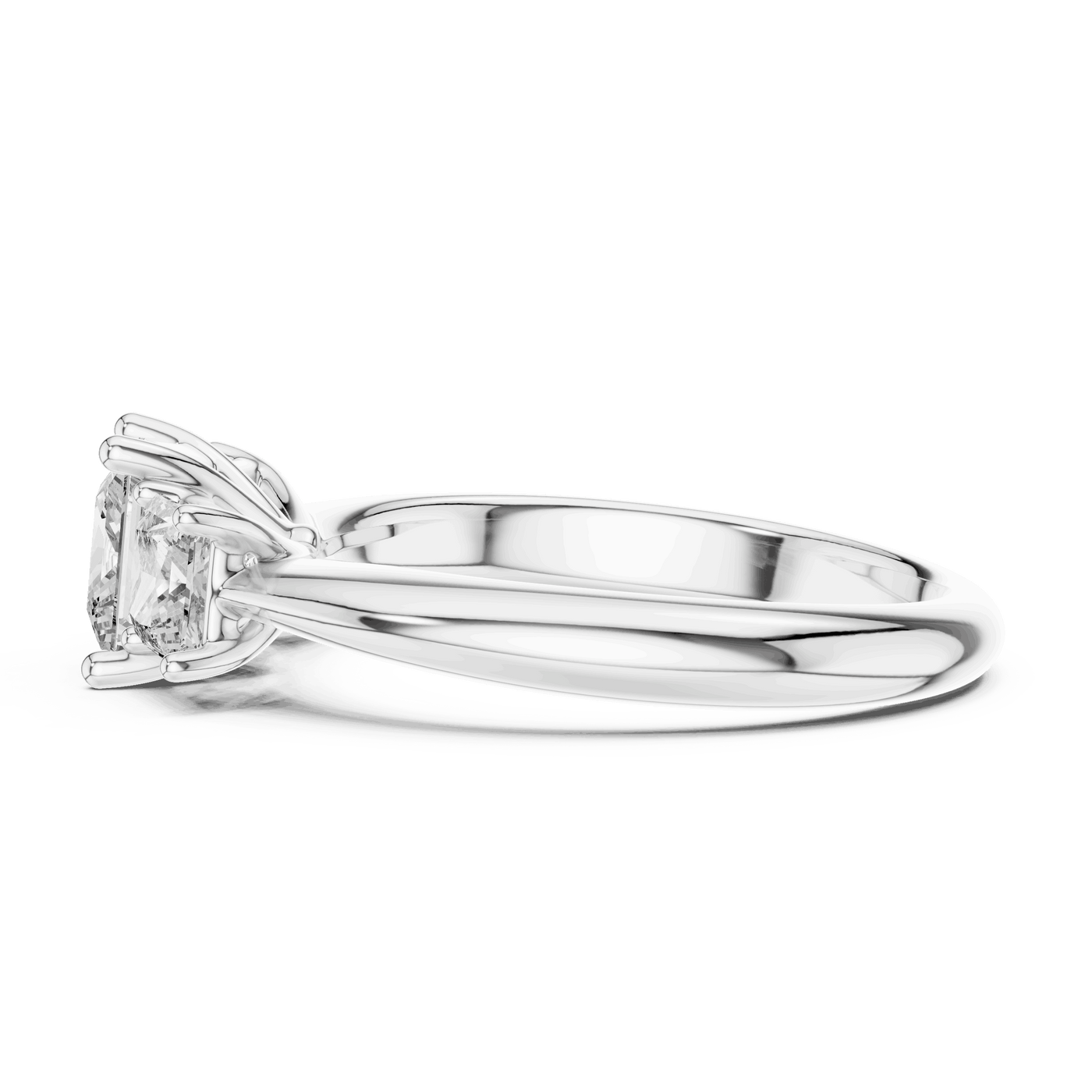 Princess Cut Three Stone Lab Grown Diamond Ring with Smooth Band