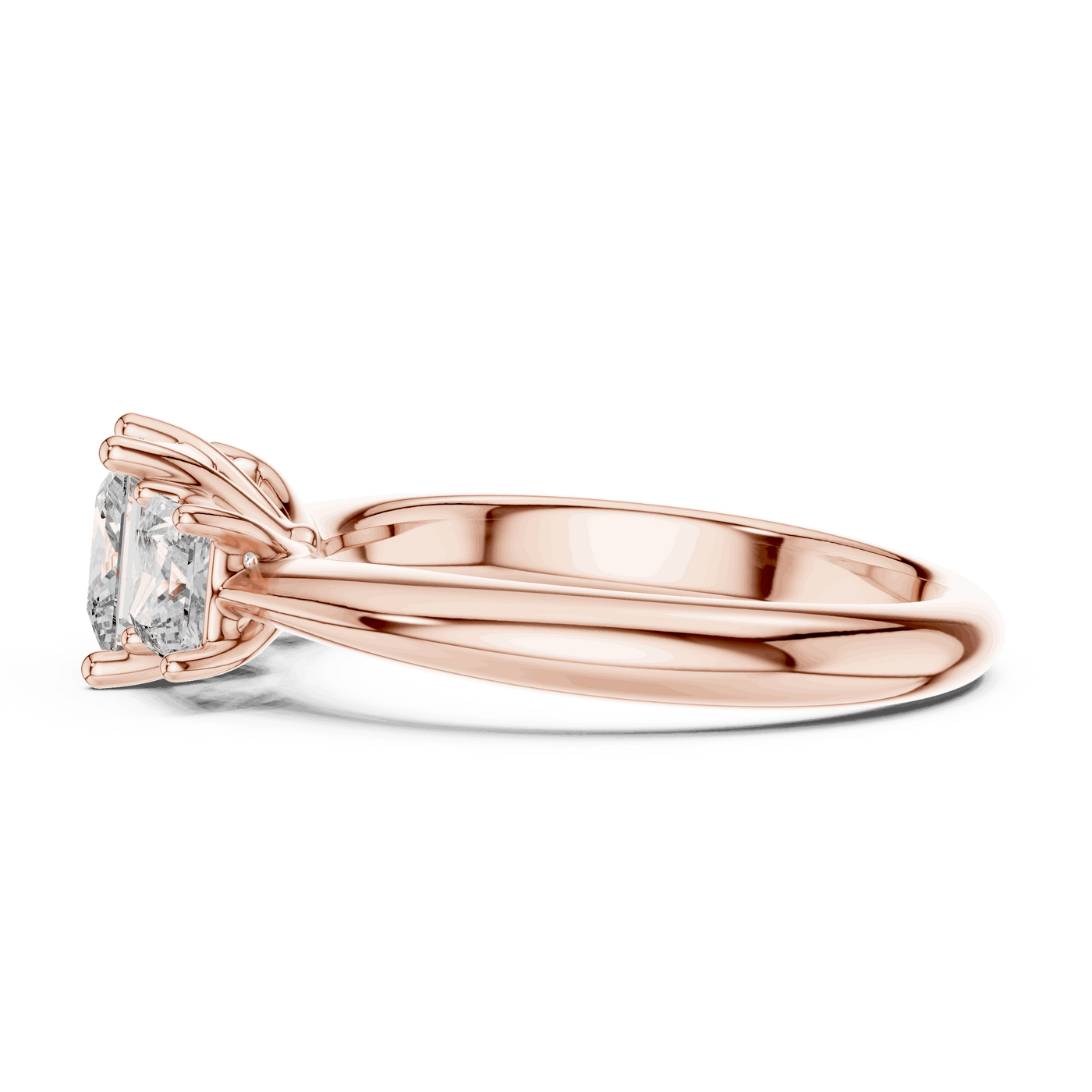 Princess Cut Three Stone Lab Grown Diamond Ring with Smooth Band