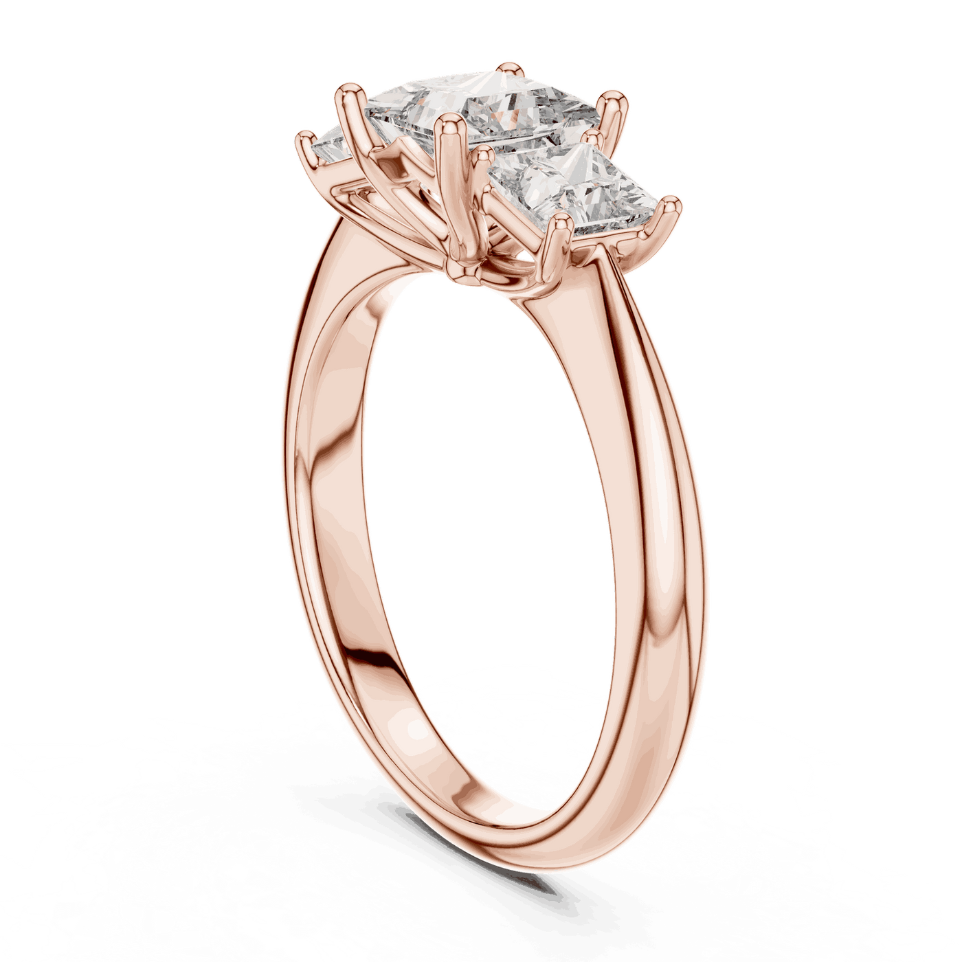 Princess Cut Three Stone Lab Grown Diamond Ring with Smooth Band