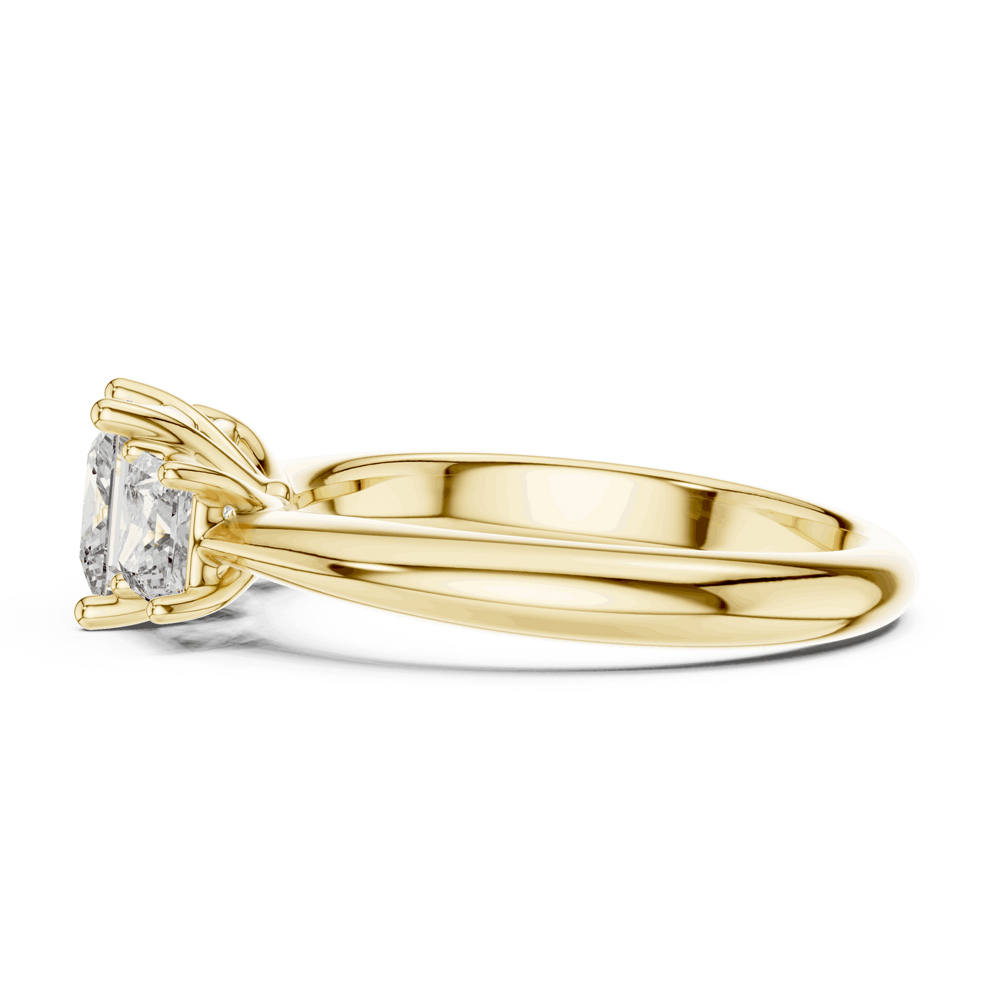 Princess Cut Three Stone Lab Grown Diamond Ring with Smooth Band