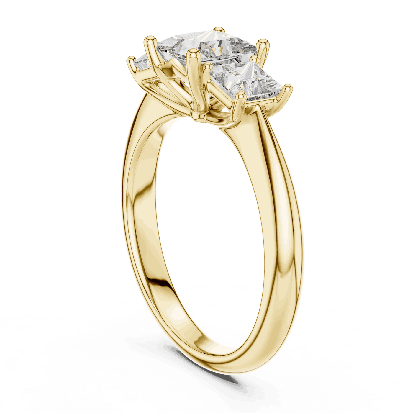 Princess Cut Three Stone Lab Grown Diamond Ring with Smooth Band