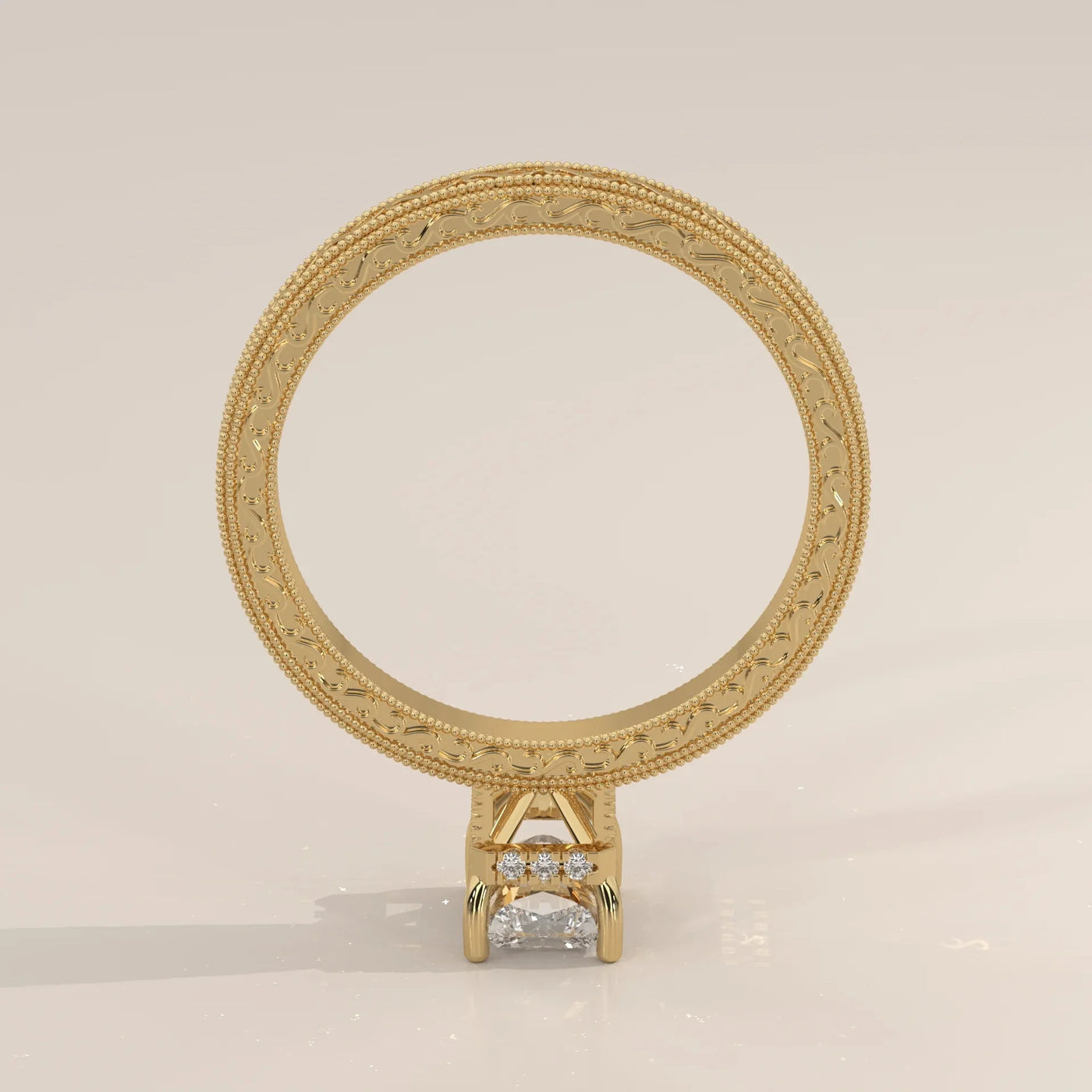 Side Profile: Radiant Diamond Engagement Ring with Prong Setting in Yellow Gold – Lab Grown – Driona Jewels