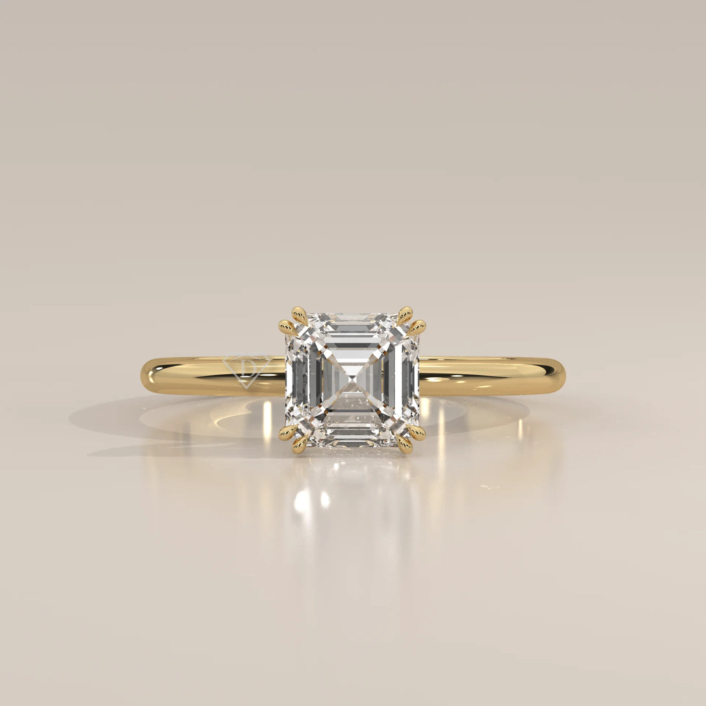 Side Profile: Radiant Diamond Engagement Ring with Solitaire Setting in Yellow Gold – Lab Grown – Driona Jewels