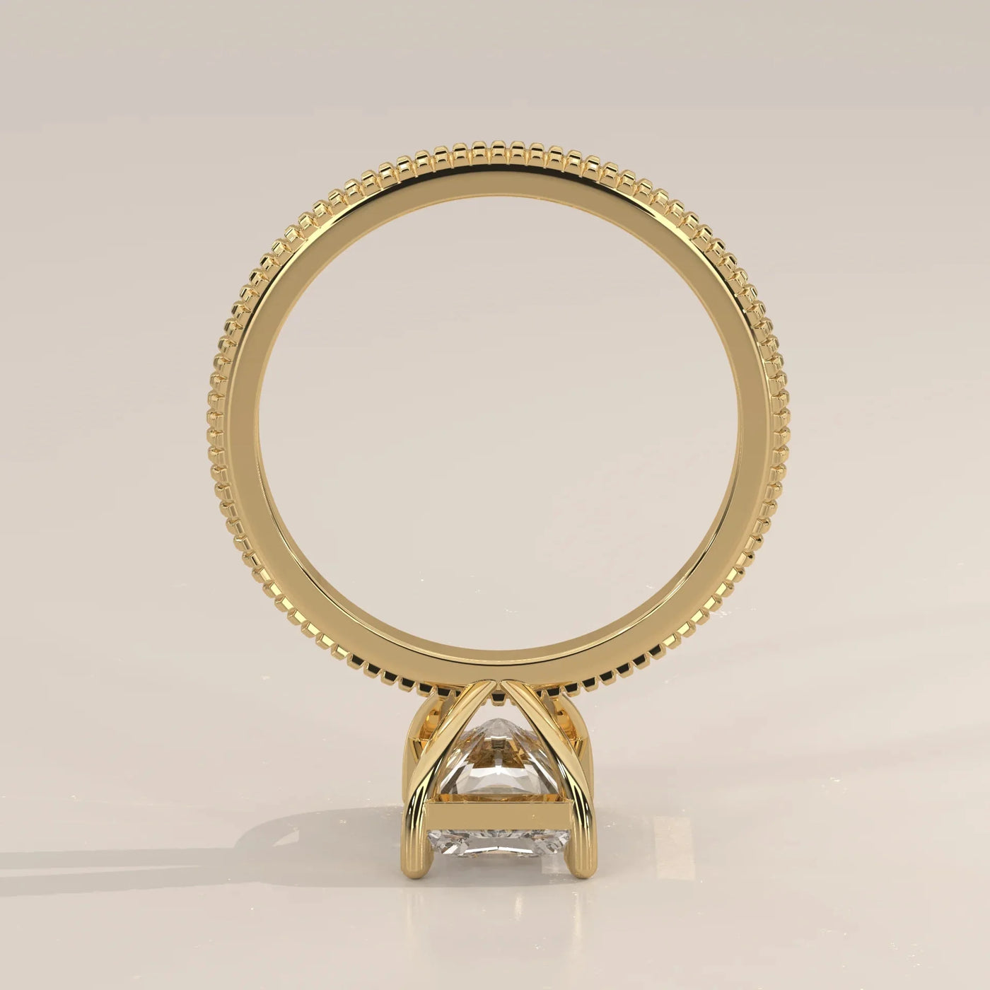 Side Profile: Radiant Diamond Ring with Solitaire Setting in Yellow Gold – Lab Grown – Driona Jewels