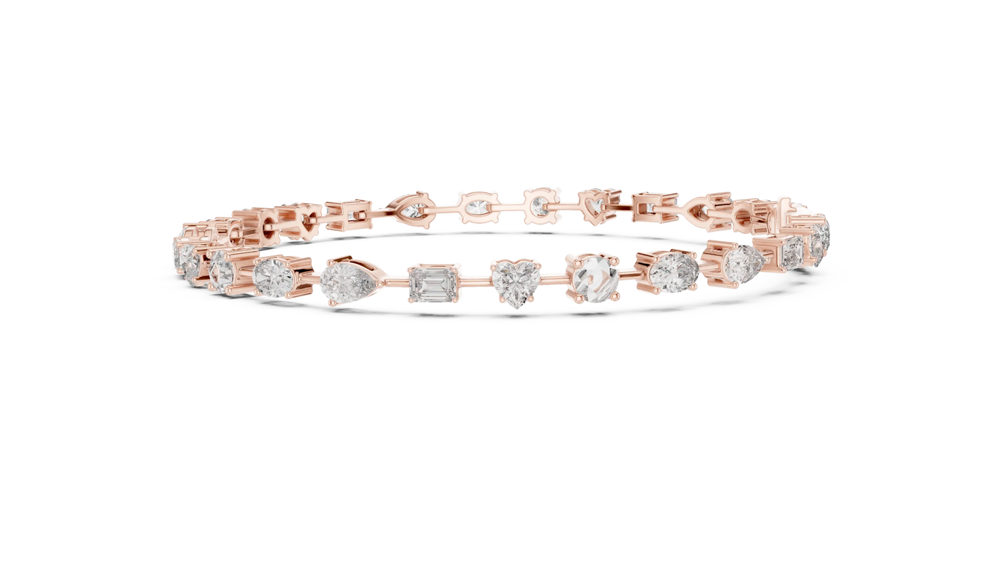 Front View: Asscher Diamond Ring with Pave Setting in 14k Rose Gold - Lab Grown - Driona Jewels