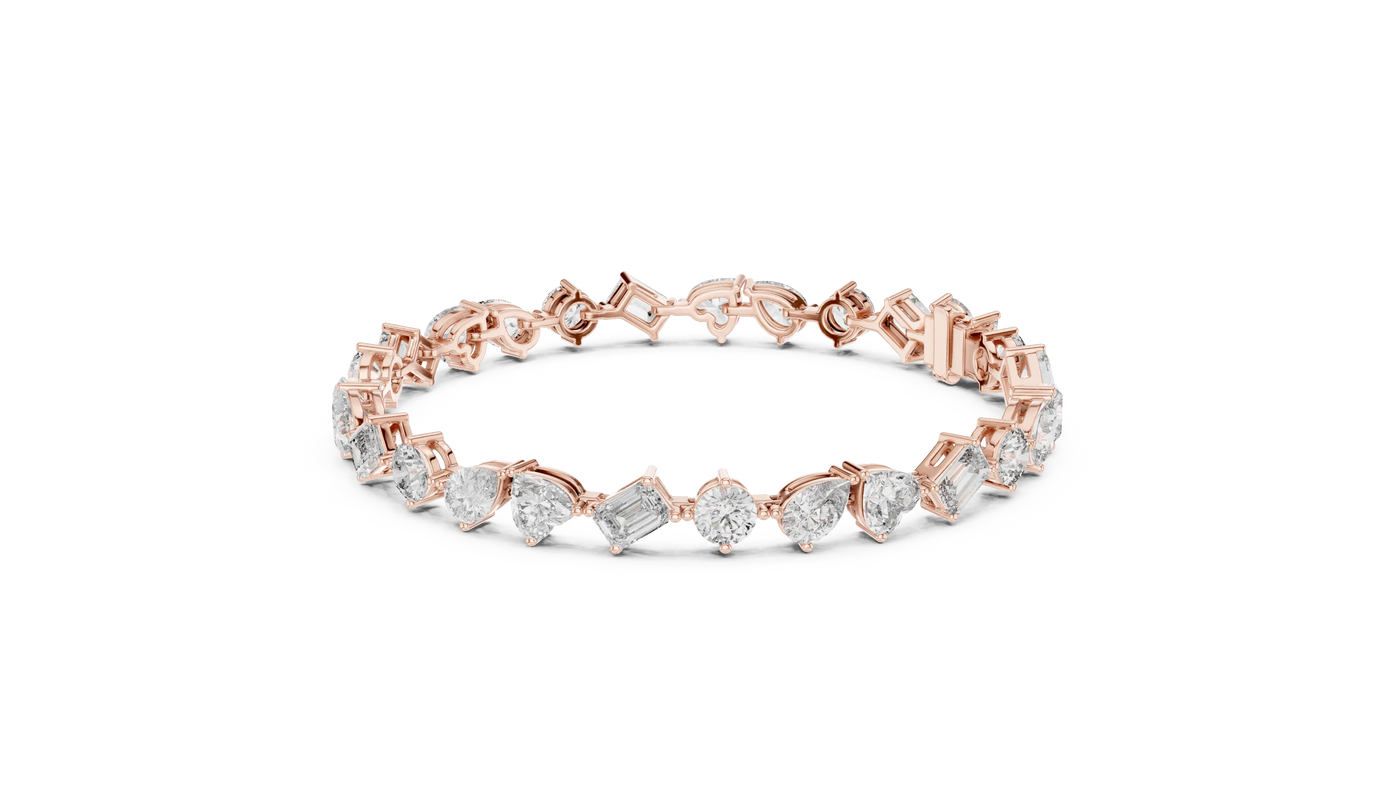 Front View: Assorted Cut Diamond Ring with Pave Setting in 14k Rose Gold - Lab Grown - Driona Jewels