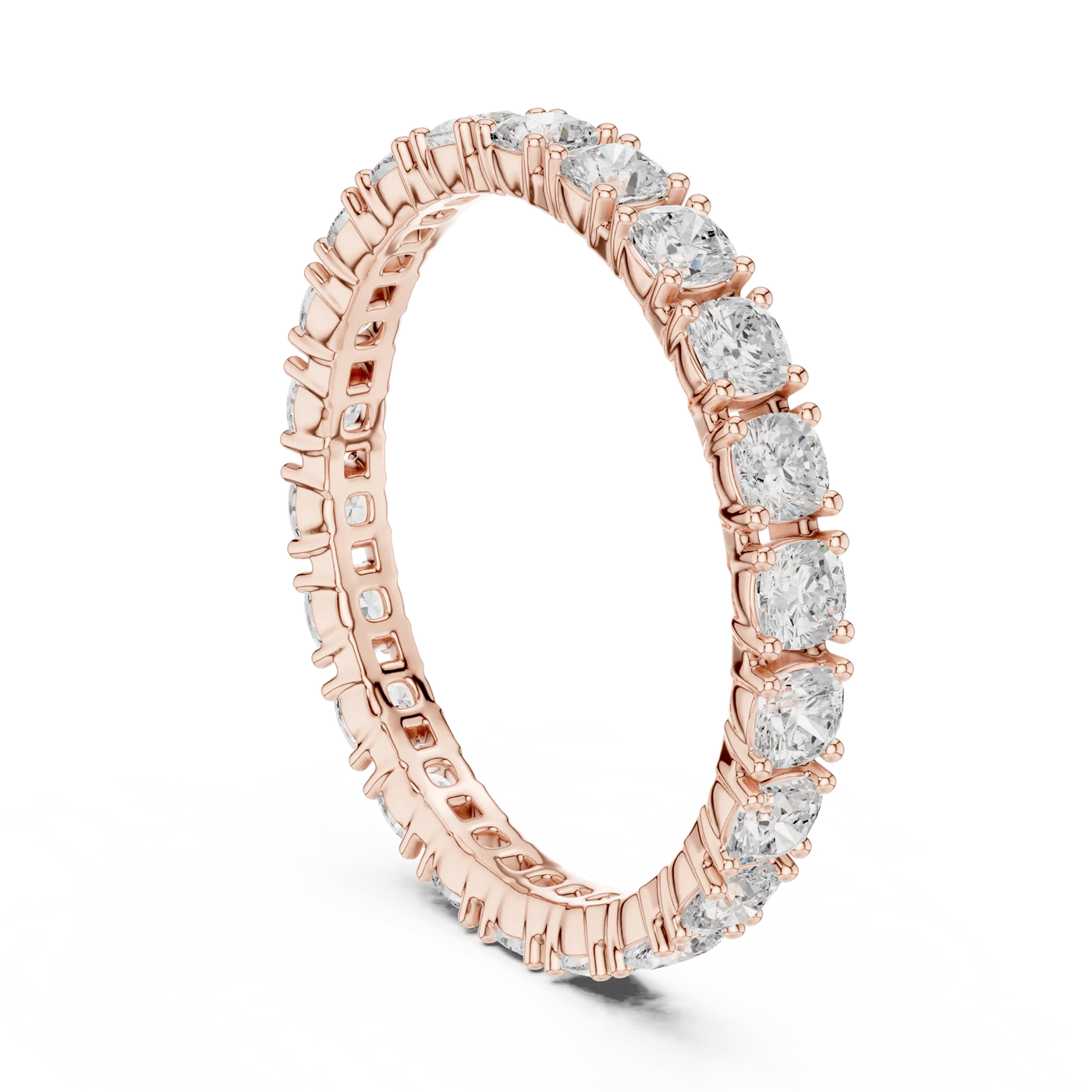 Cushion Lab Grown Diamond Full Eternity Ring in Shared Prong