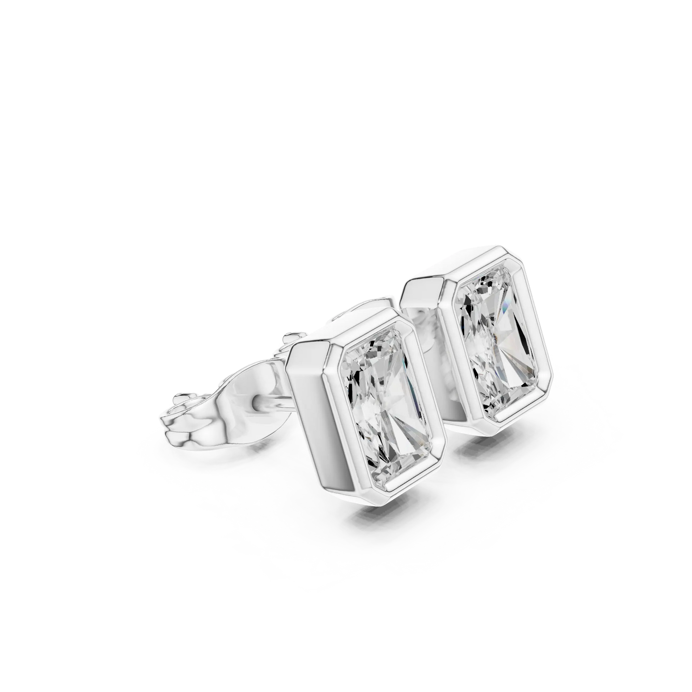 Radiant Cut Bezel Lab Grown Diamond Stud Earrings