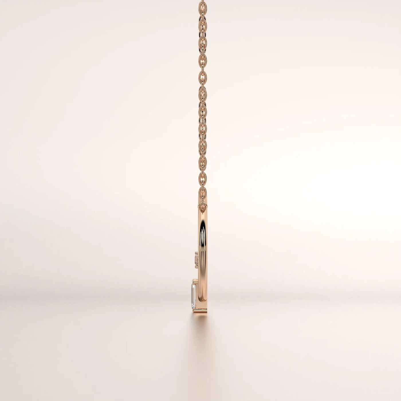 Side-profile: Emerald Diamond Ring with Prong Setting in 14k Rose Gold - Lab Grown - Driona Jewels