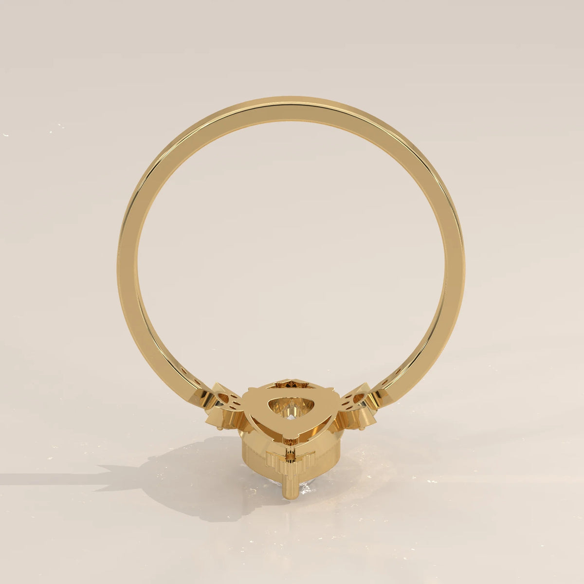 Delicate 14k gold ring with a heart-shaped diamond center stone.