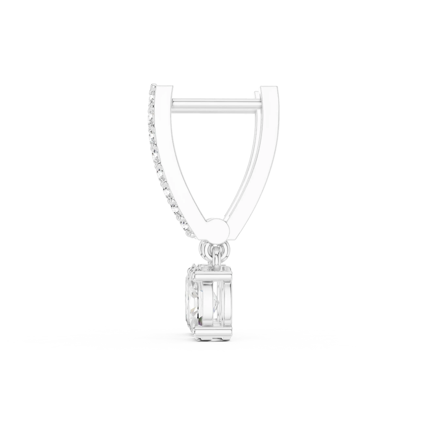 Three-quarter-view: Princess Cut Diamond Ring with Halo Setting in 14k White Gold - Lab Grown - Driona Jewels
