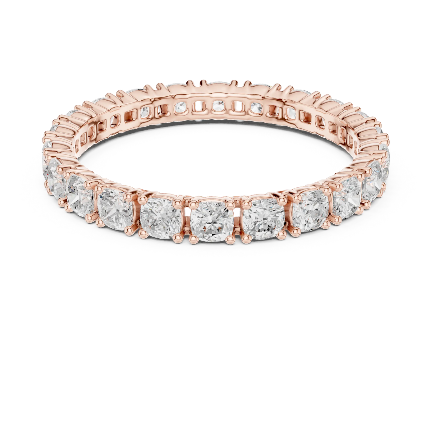 Cushion Lab Grown Diamond Full Eternity Ring in Shared Prong