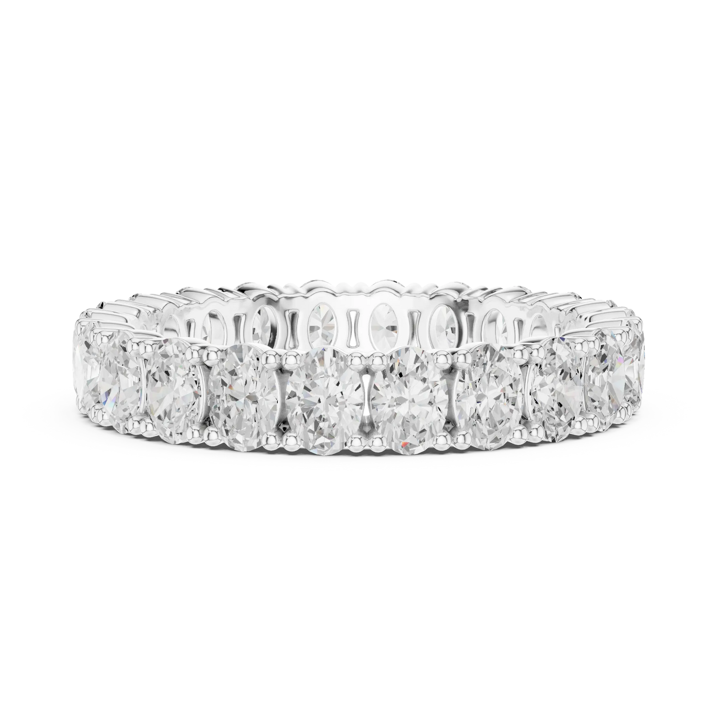 Front View: Princess Cut Diamond Ring with Pave Setting in 14k White Gold - Lab Grown - Driona Jewels