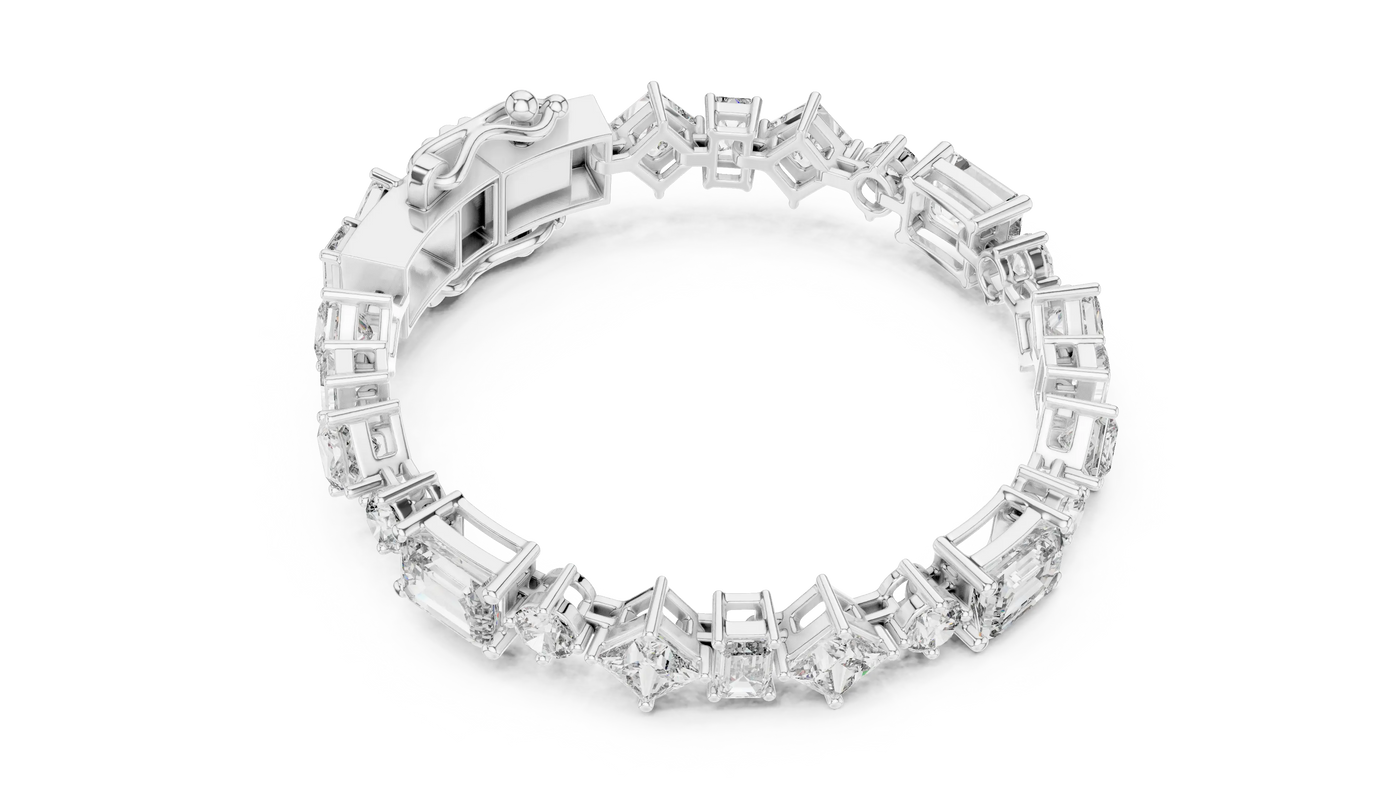 Top View: Princess Cut Diamond Ring with Pave Setting in 14k White Gold - Lab Grown - Driona Jewels