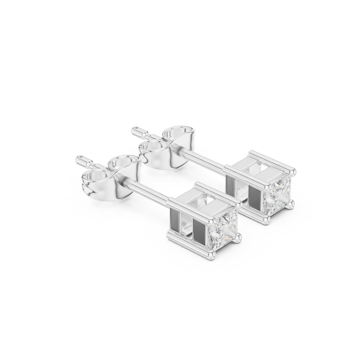 Top View: Princess Cut Diamond Ring with Prong Setting in 14k White Gold - Lab Grown - Driona Jewels
