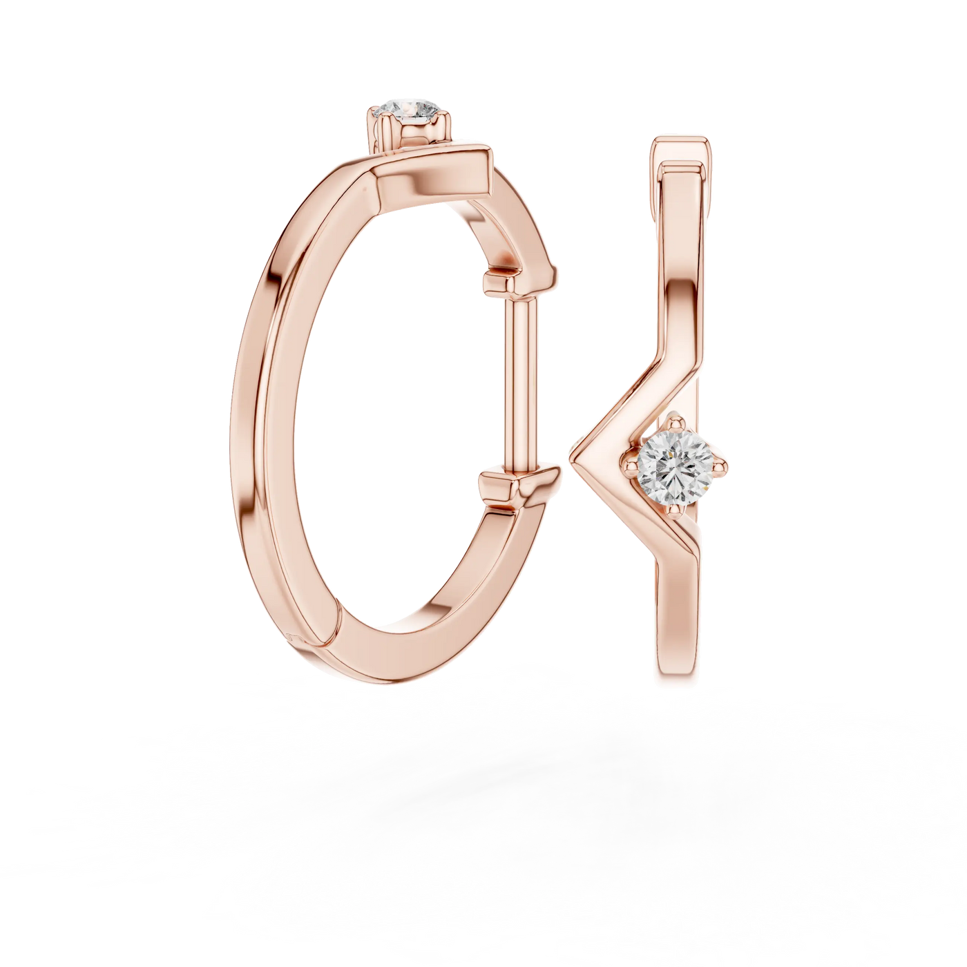 Three-quarter-view: Round Diamond Ring with Bezel Setting in 14k Rose Gold - Lab Grown - Driona Jewels