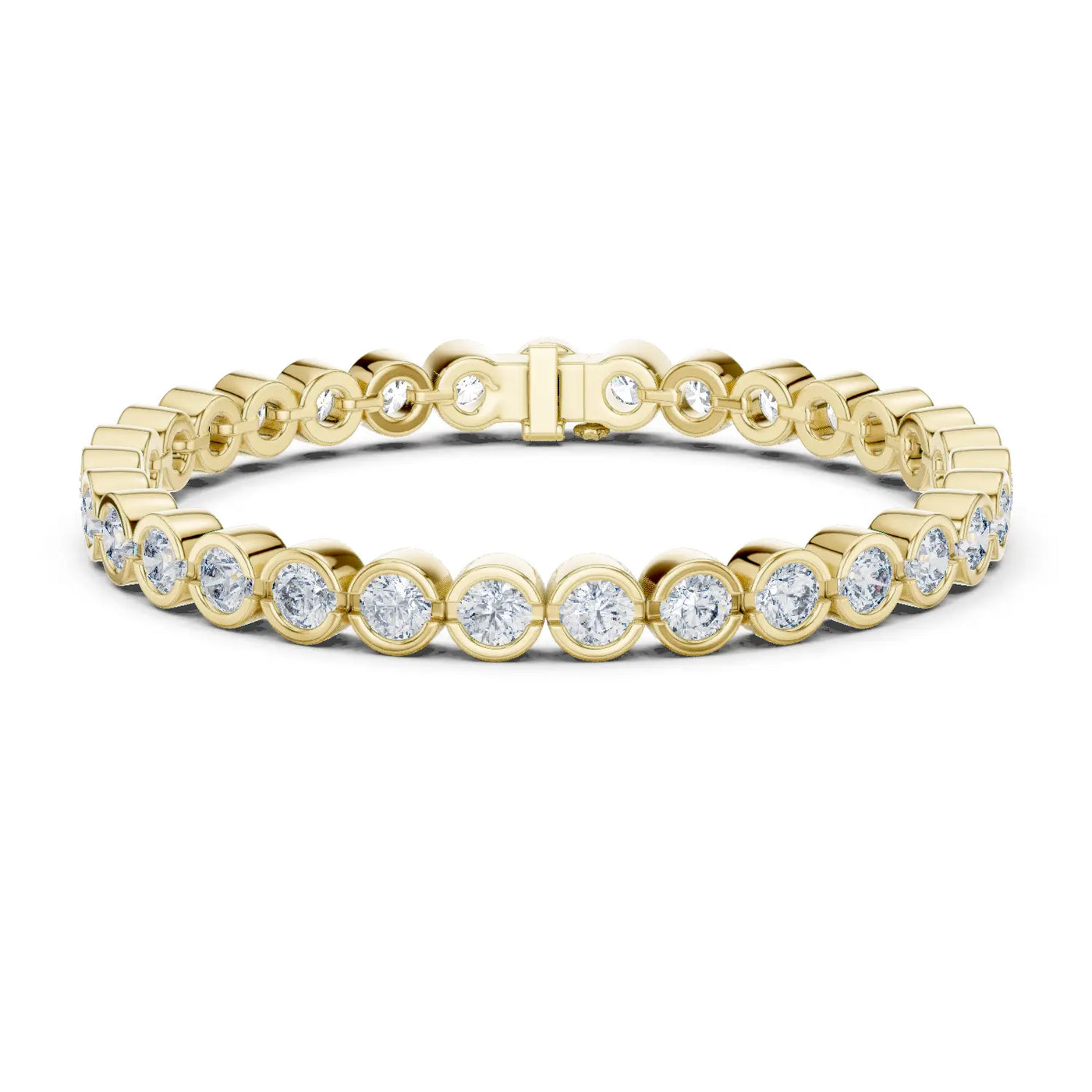 Front View: Round Diamond Ring with Bezel Setting in 14k Yellow Gold - Lab Grown - Driona Jewels