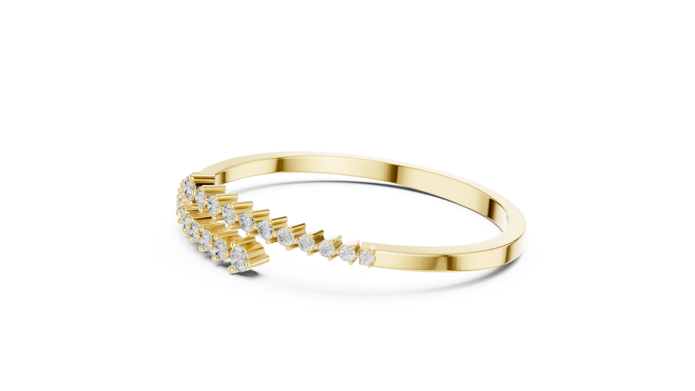 Flat Lay: Round Diamond Ring with Channel Setting in 14k Yellow Gold - Lab Grown - Driona Jewels