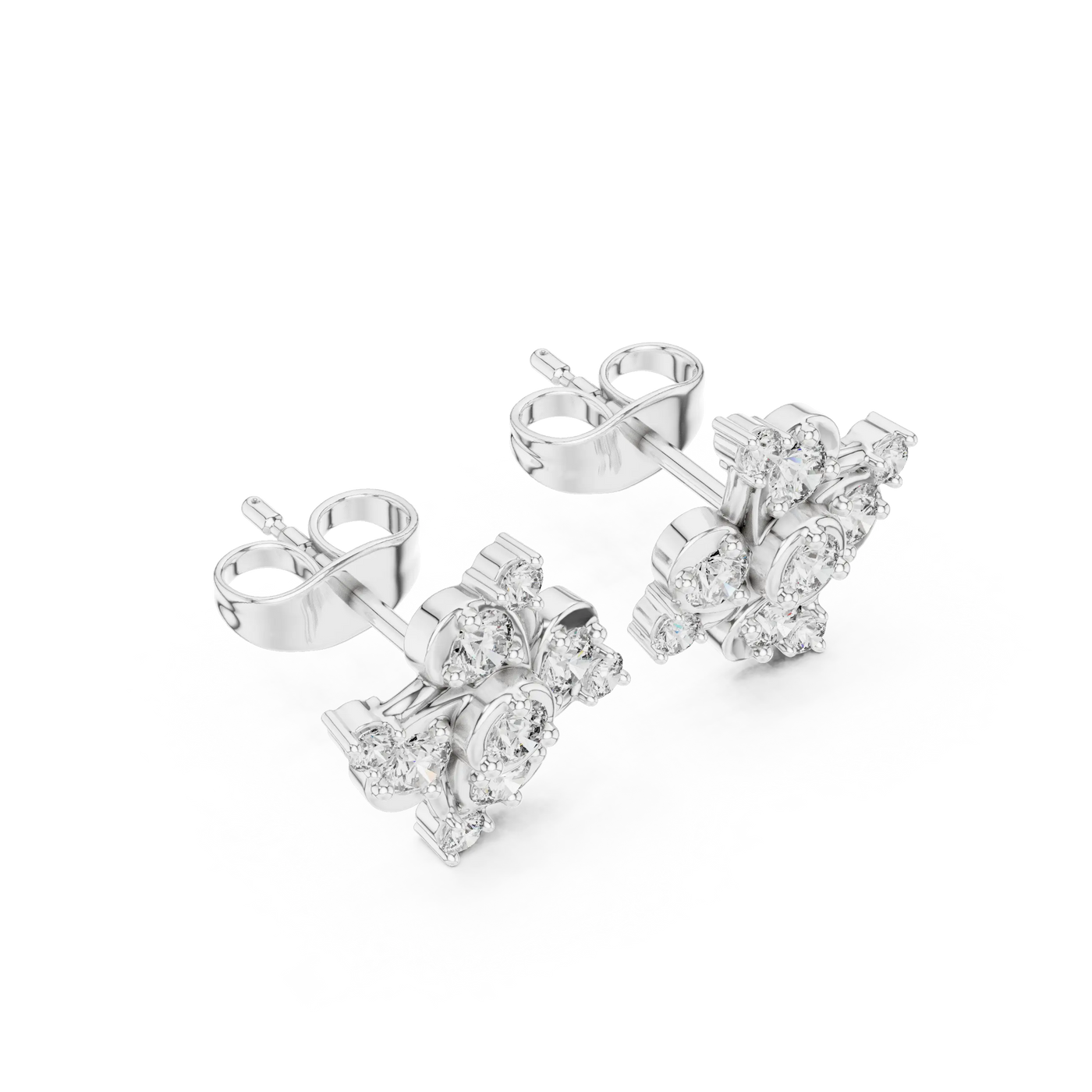 Flat Lay: Round Diamond Ring with Halo Setting in 14k White Gold - Lab Grown - Driona Jewels