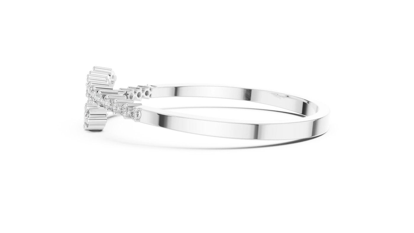 Side-Profile: Round Diamond Ring with Halo Setting in 14k White Gold - Lab Grown - Driona Jewels