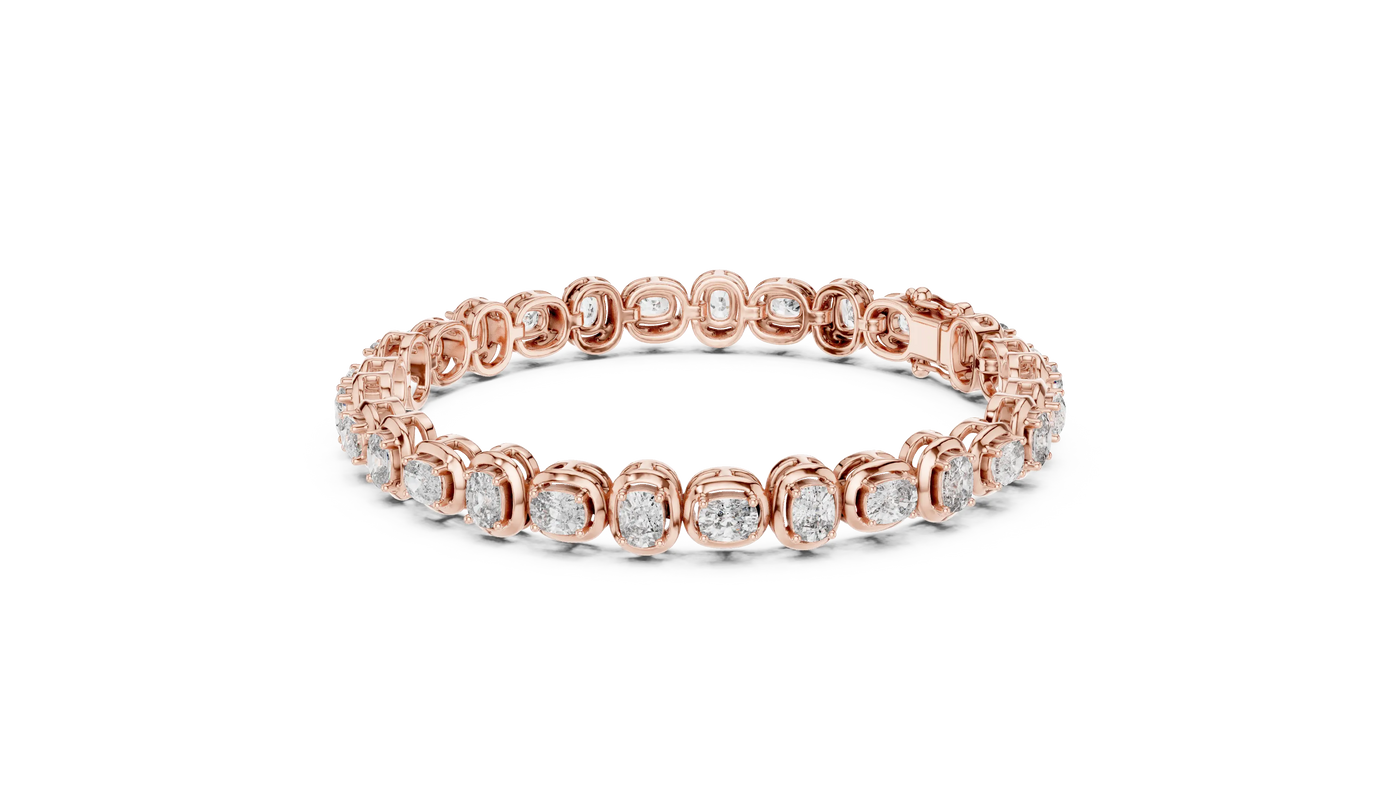 Front View: Round Diamond Ring with Pave Setting in 14k Rose Gold - Lab Grown - Driona Jewels