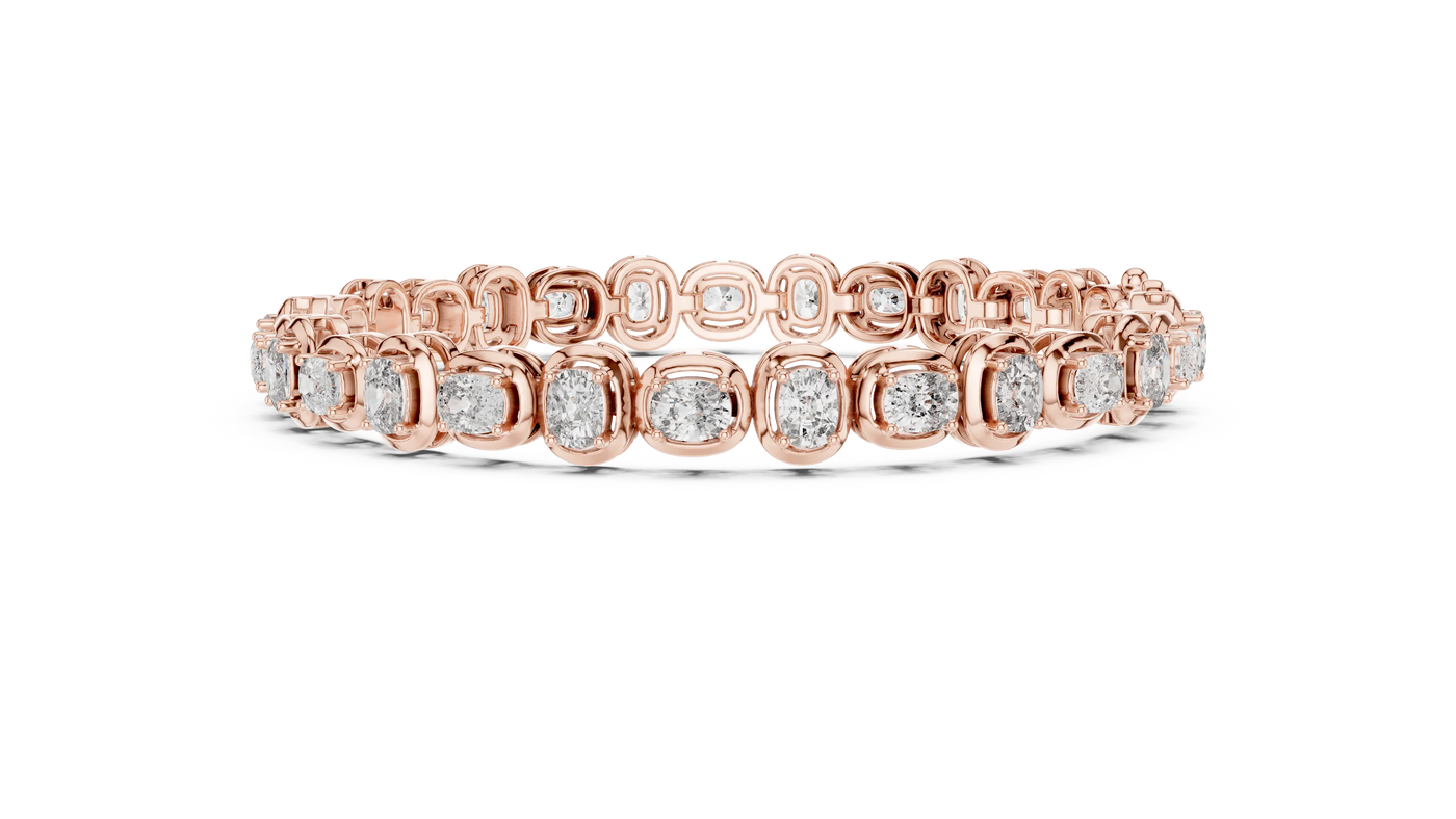 Front-view: Round Diamond Ring with Pave Setting in 14k Rose Gold - Lab Grown - Driona Jewels