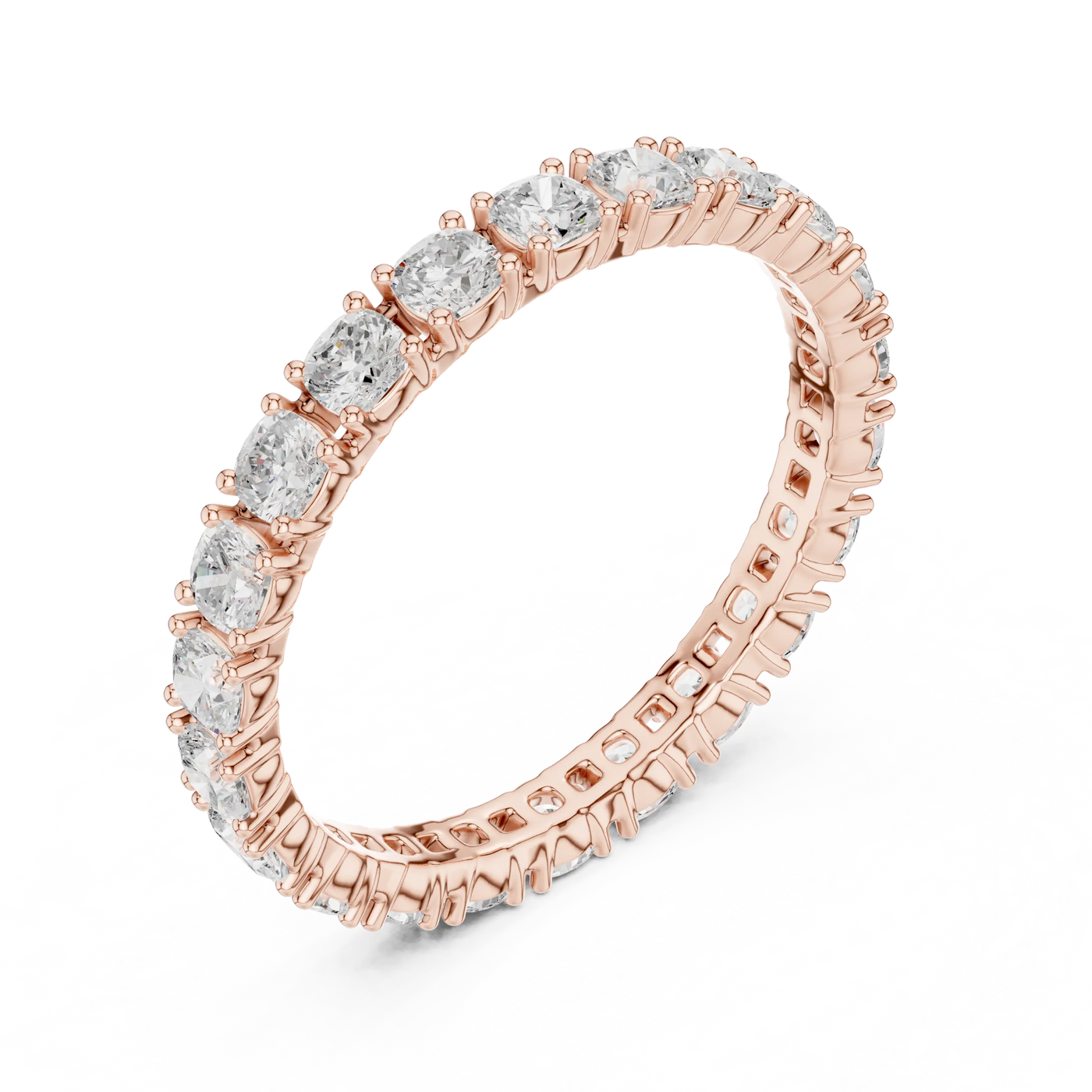 Cushion Lab Grown Diamond Full Eternity Ring in Shared Prong