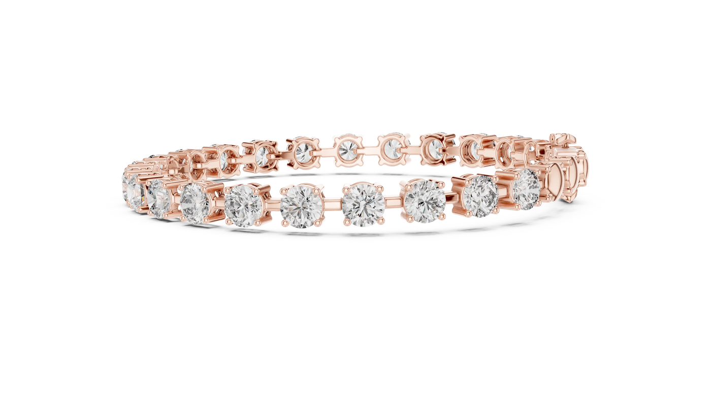Top View: Round Diamond Ring with Pave Setting in 14k Rose Gold - Lab Grown - Driona Jewels