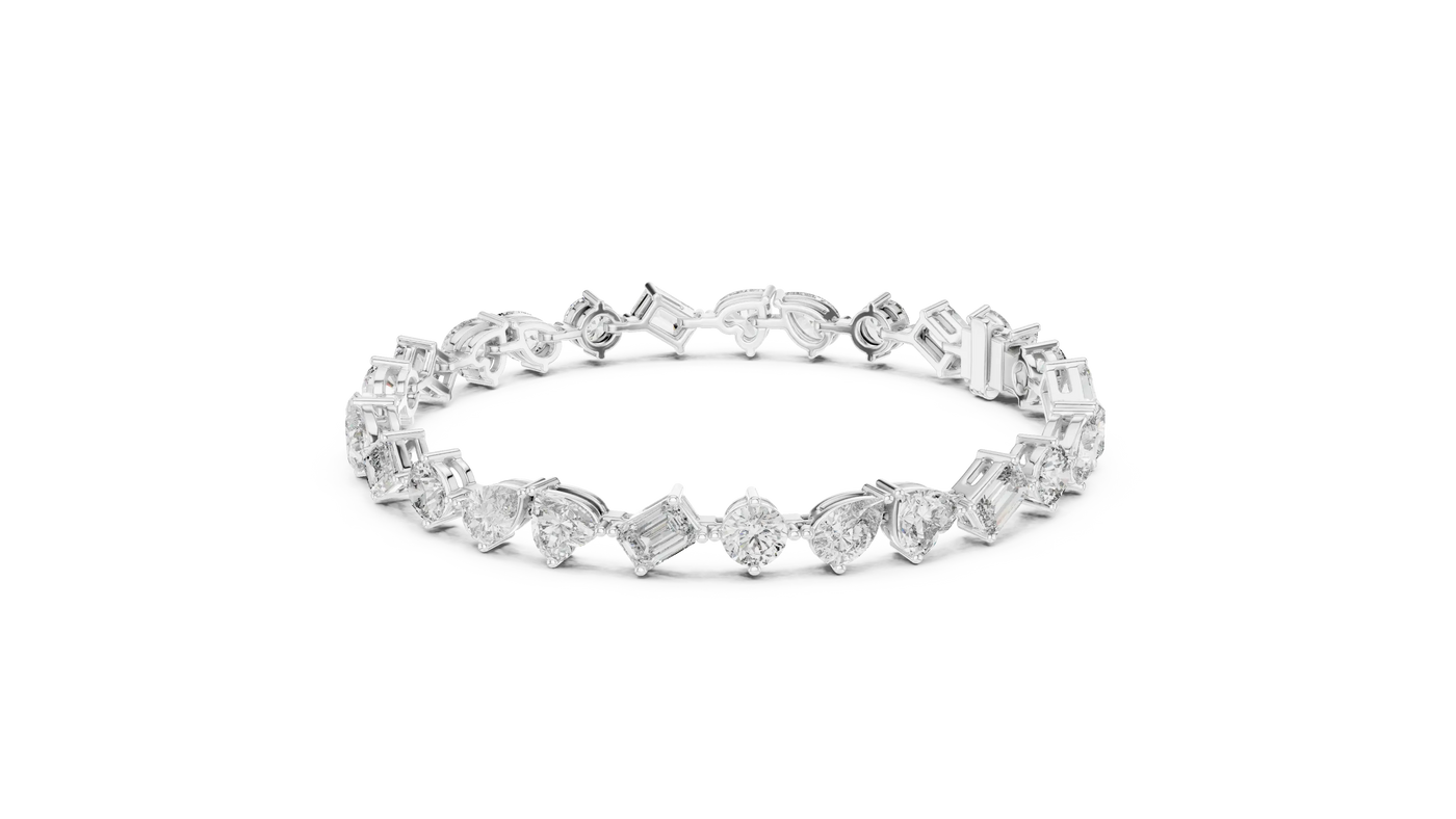 Front-view: Round Diamond Ring with Pave Setting in 14k White Gold - Lab Grown - Driona Jewels