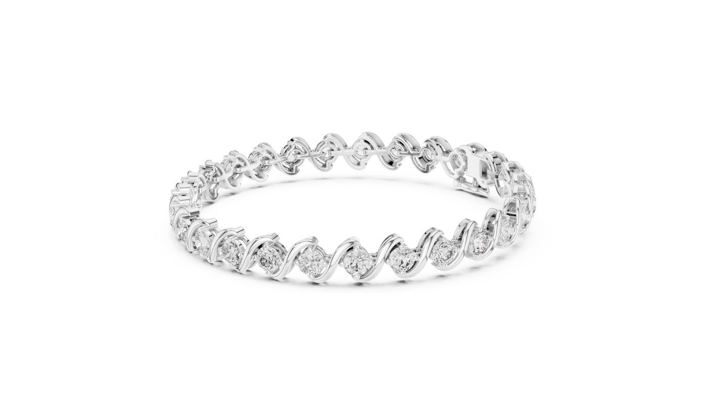 Top View: Round Diamond Ring with Pave Setting in 14k White Gold - Lab Grown - Driona Jewels