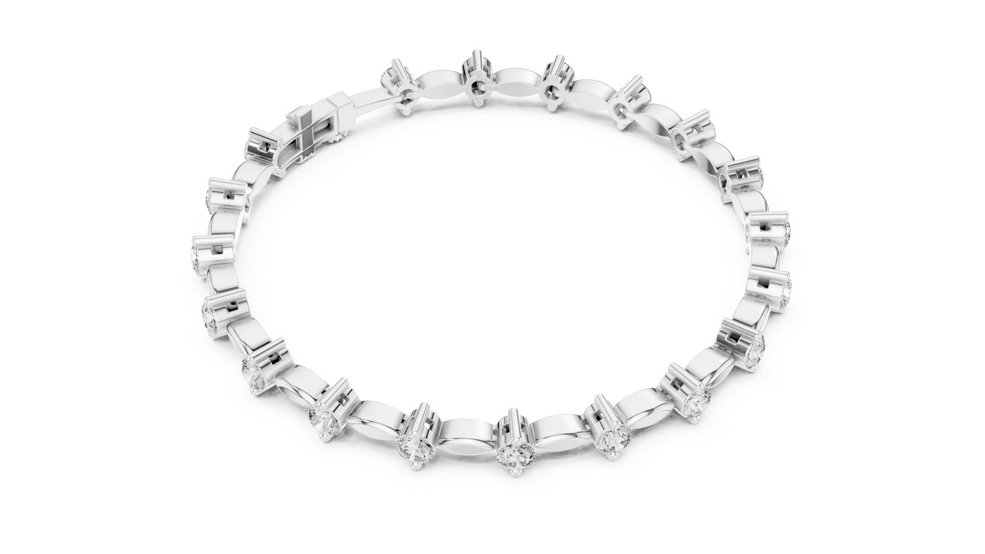 Top View: Round Diamond Ring with Pave Setting in 14k White Gold - Lab Grown - Driona Jewels