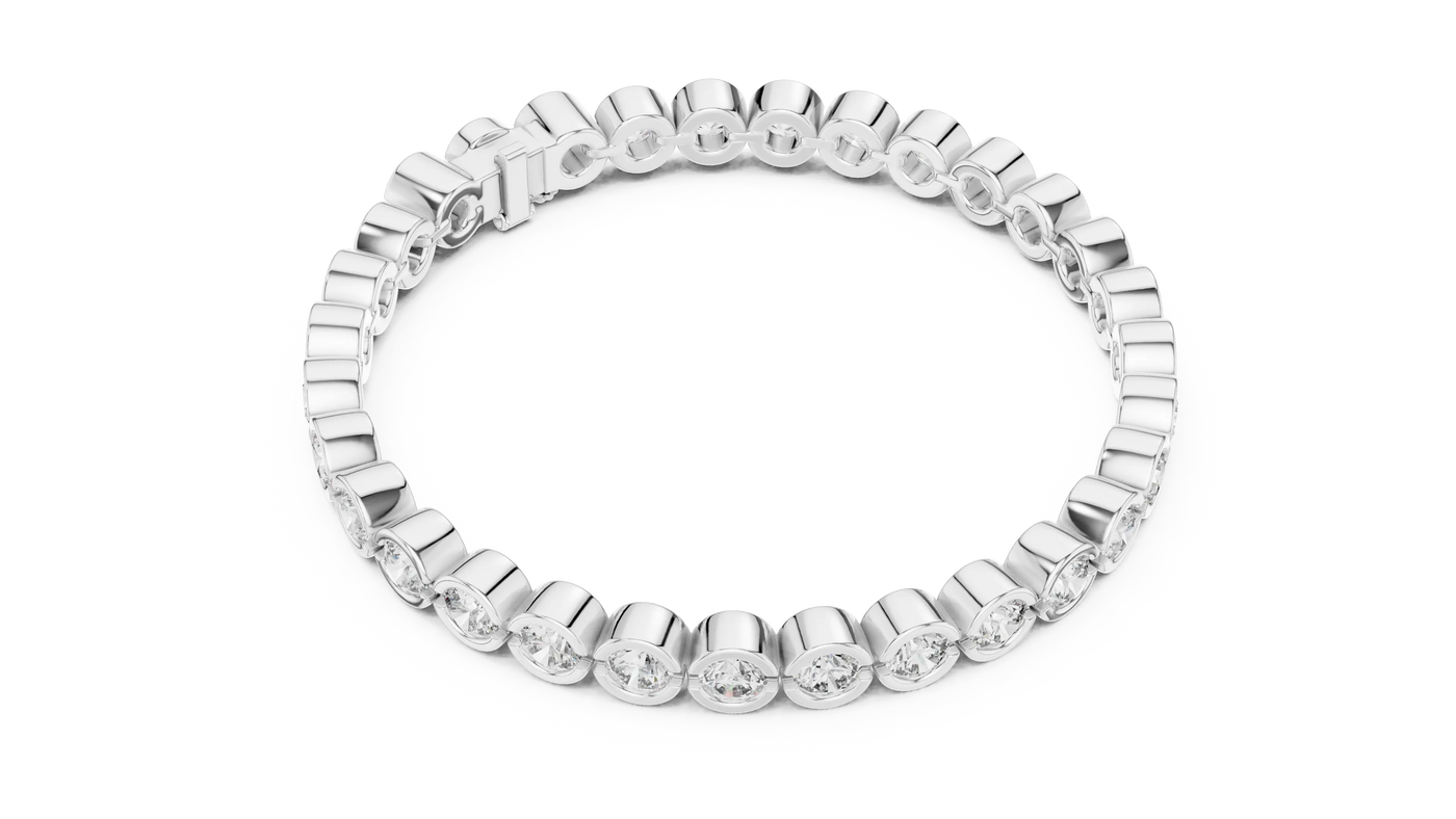 Top View: Round Diamond Ring with Pave Setting in 14k White Gold - Lab Grown - Driona Jewels