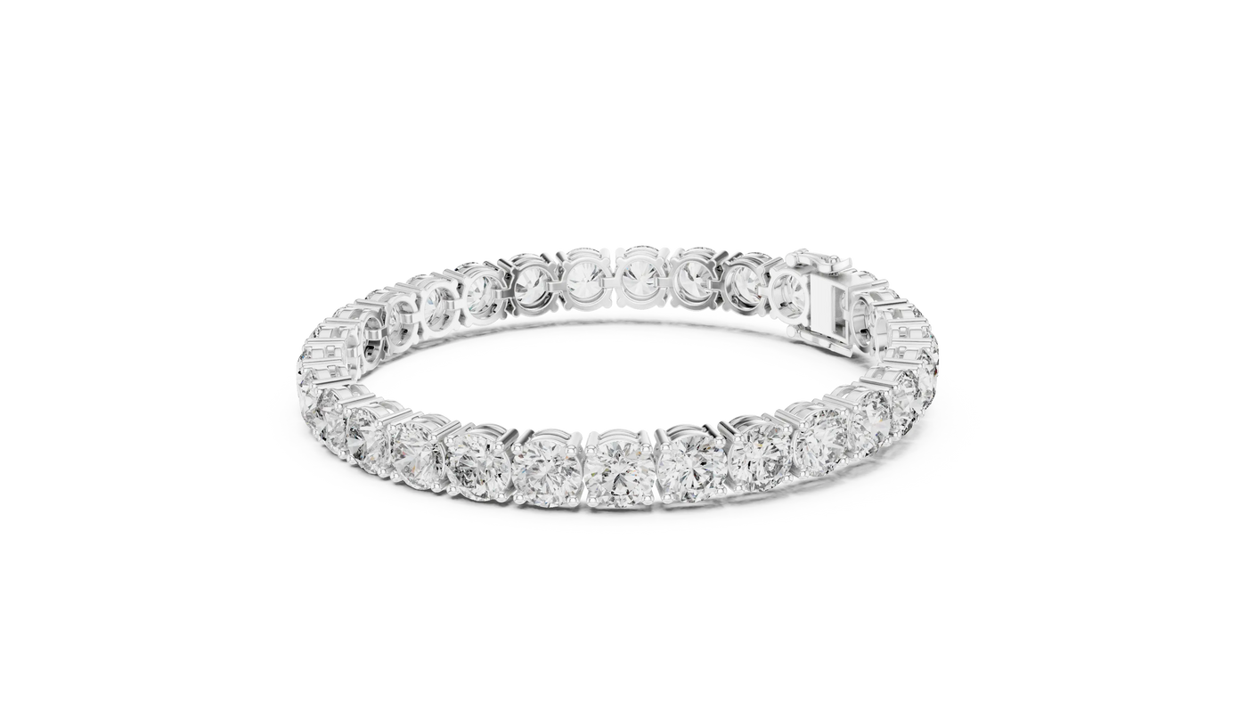Top View: Round Diamond Ring with Pave Setting in 14k White Gold - Lab Grown - Driona Jewels