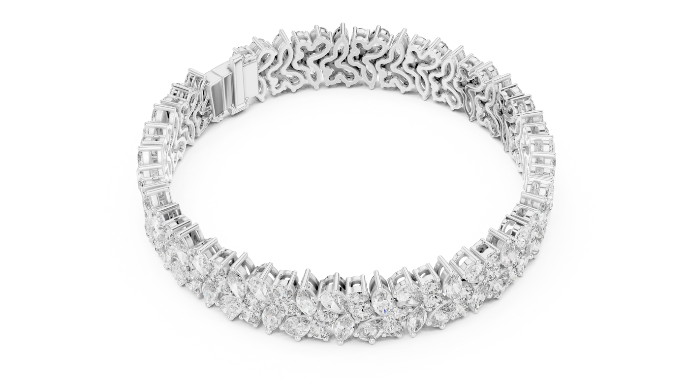 Top View: Round Diamond Ring with Pave Setting in 14k White Gold - Lab Grown - Driona Jewels