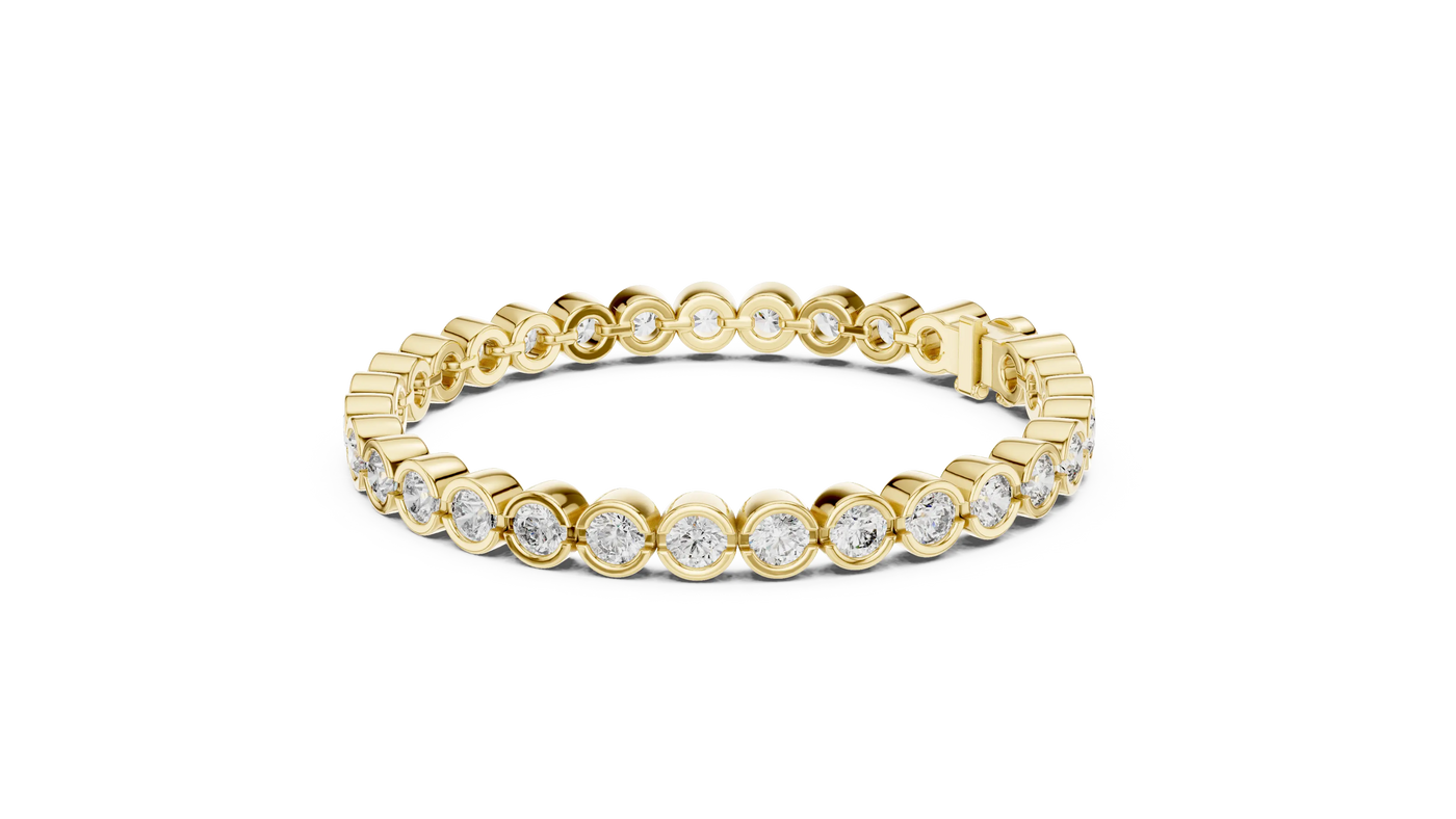 Front-View: Round Diamond Ring with Pave Setting in 14k Yellow Gold - Lab Grown - Driona Jewels