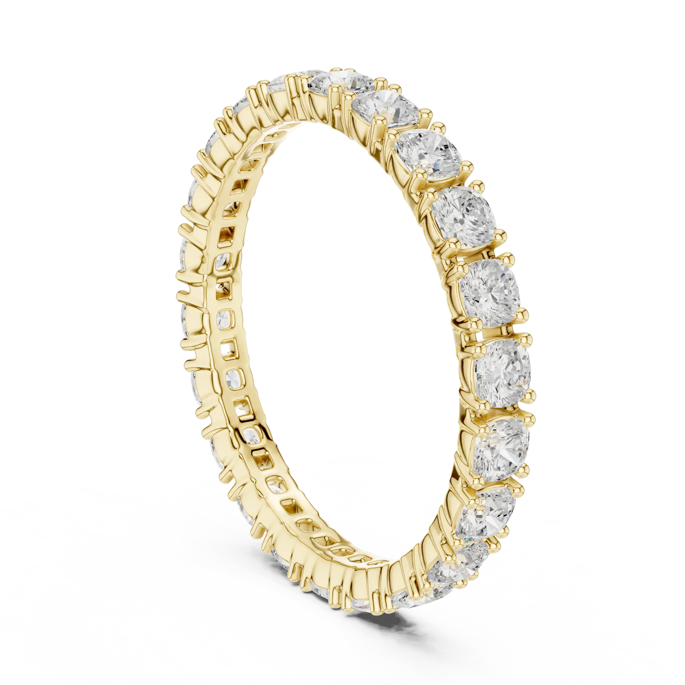 Cushion Lab Grown Diamond Full Eternity Ring in Shared Prong