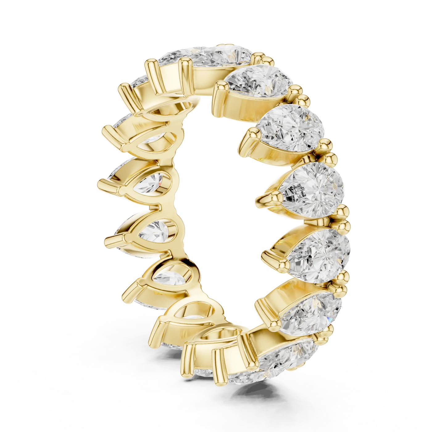 Side-Profile: Round Diamond Ring with Pave Setting in 14k Yellow Gold - Lab Grown - Driona Jewels