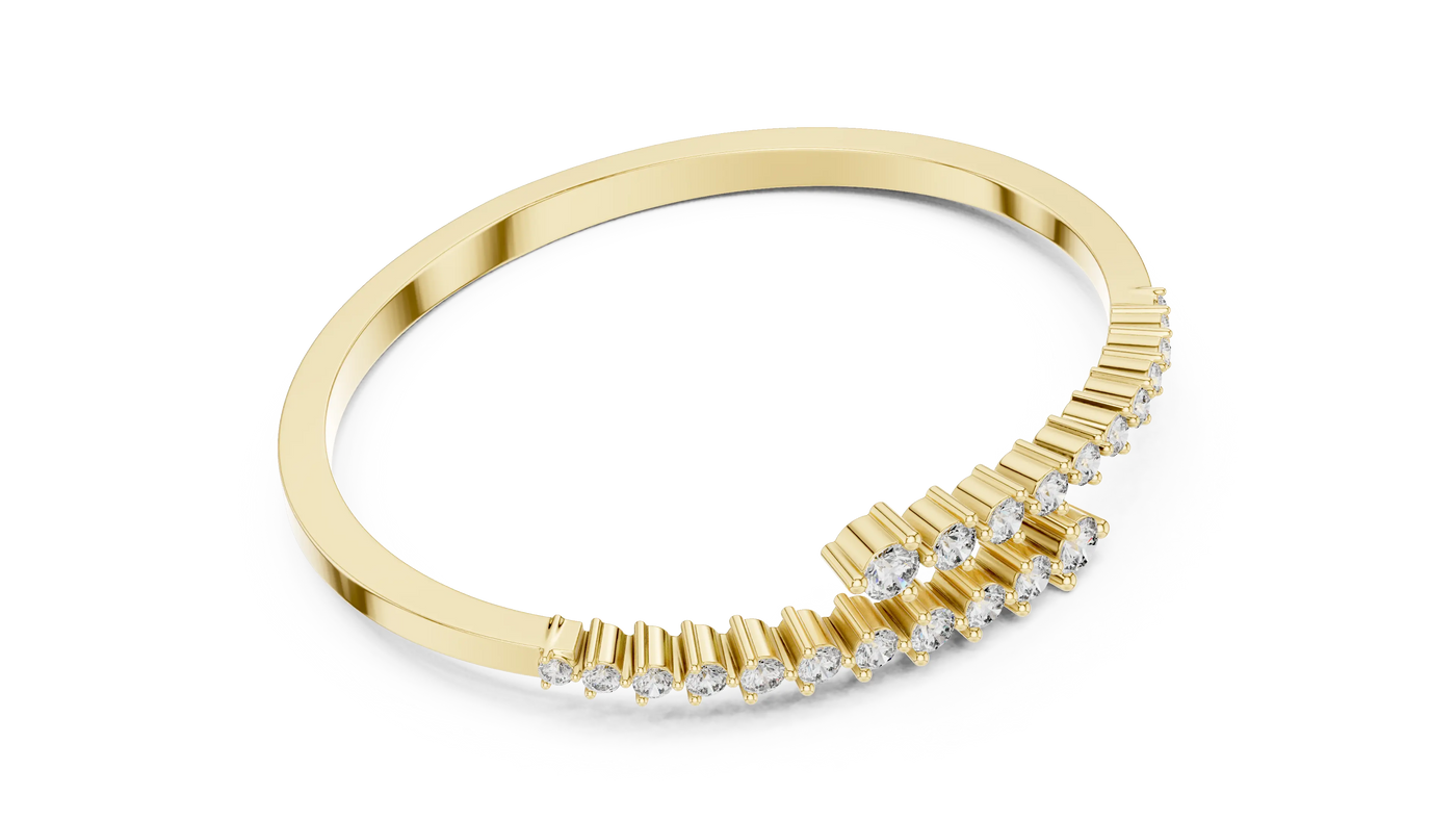 Top View: Round Diamond Ring with Pave Setting in 14k Yellow Gold - Lab Grown - Driona Jewels