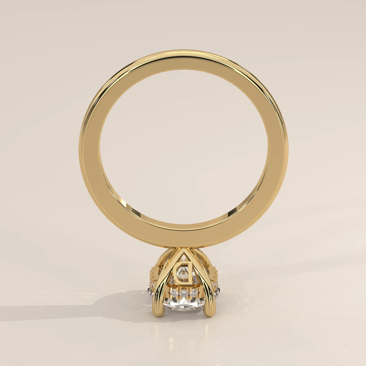 A solitaire diamond engagement ring in 14k gold, shown from a front angle.